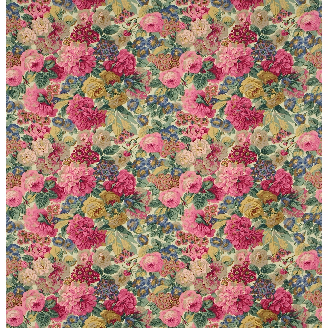 Rose & Peony Red (Linen) Fabric by SAN