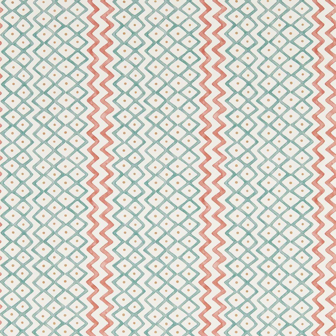 Khes Udaipur Blue/Aleppo Pepper Wallpaper by SAN