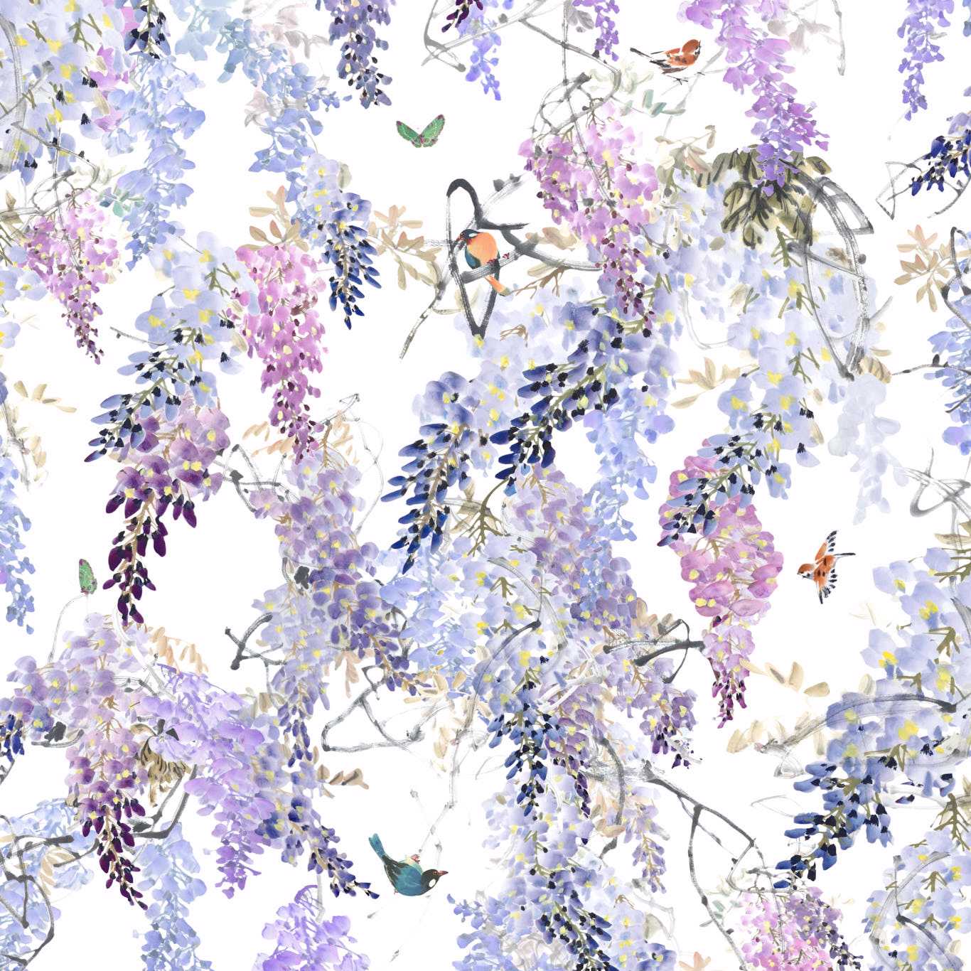 Wisteria Falls Lilac Wallpaper by SAN
