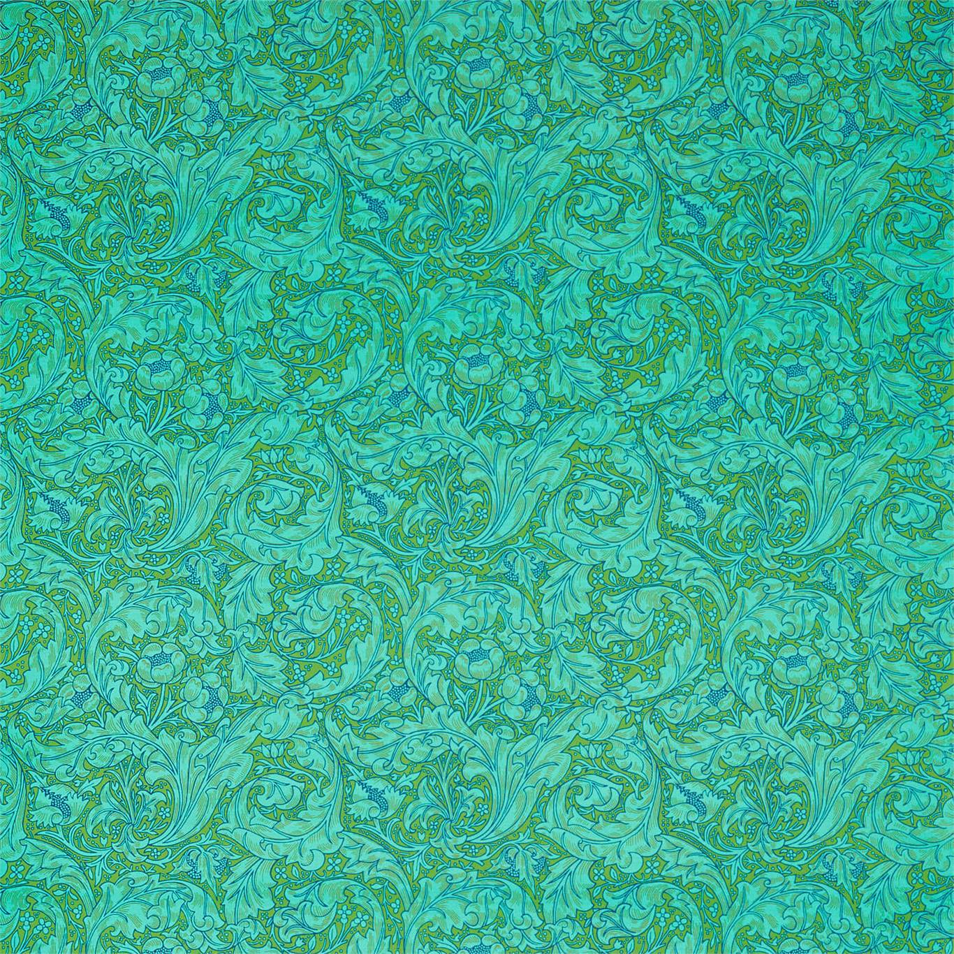 Bachelors Button Olive/Turquoise Fabric by MOR