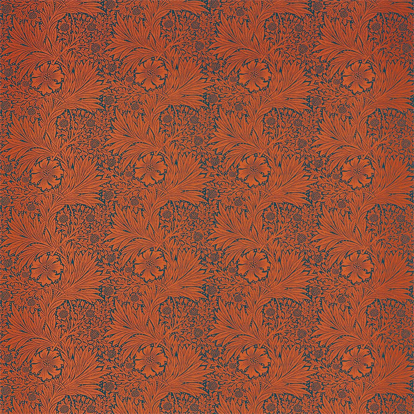 Marigold Navy/Burnt Orange Fabric by MOR