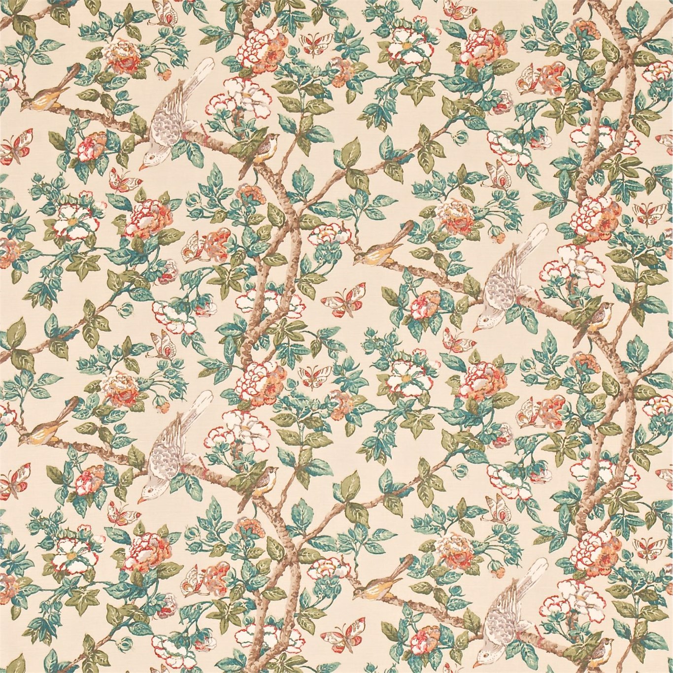 Caverley Coral/Teal Fabric by SAN