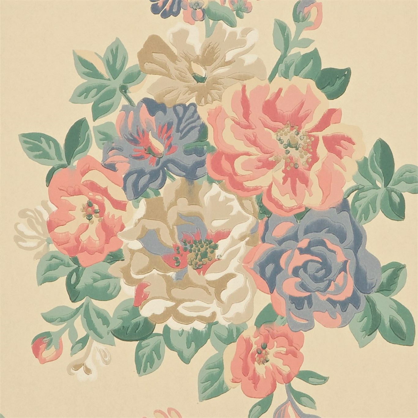 Midsummer Rose Antique/Rose Wallpaper | Sanderson by Sanderson Design