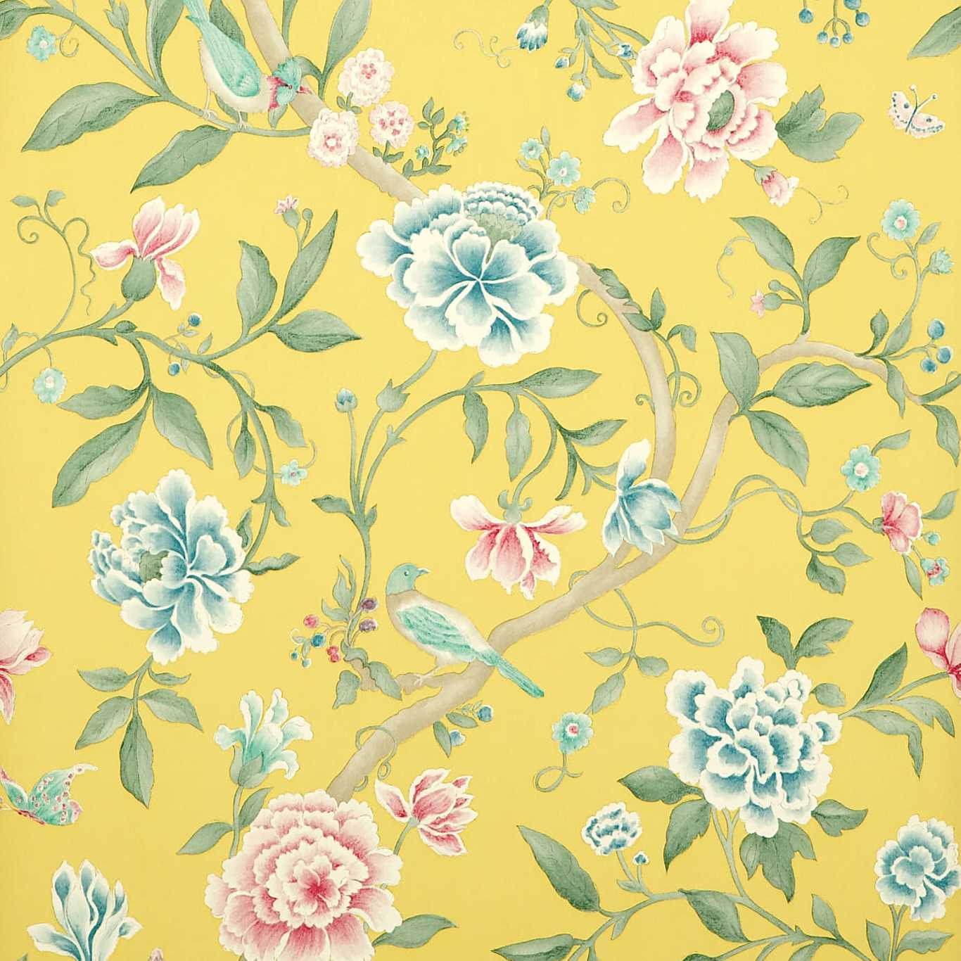 Porcelain Garden Rose/Linden Wallpaper by SAN