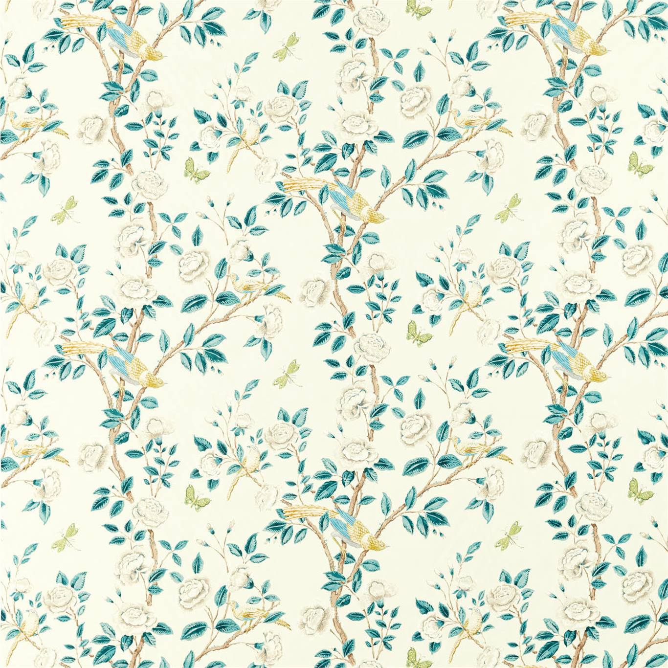 Andhara Teal/Cream Fabric by SAN