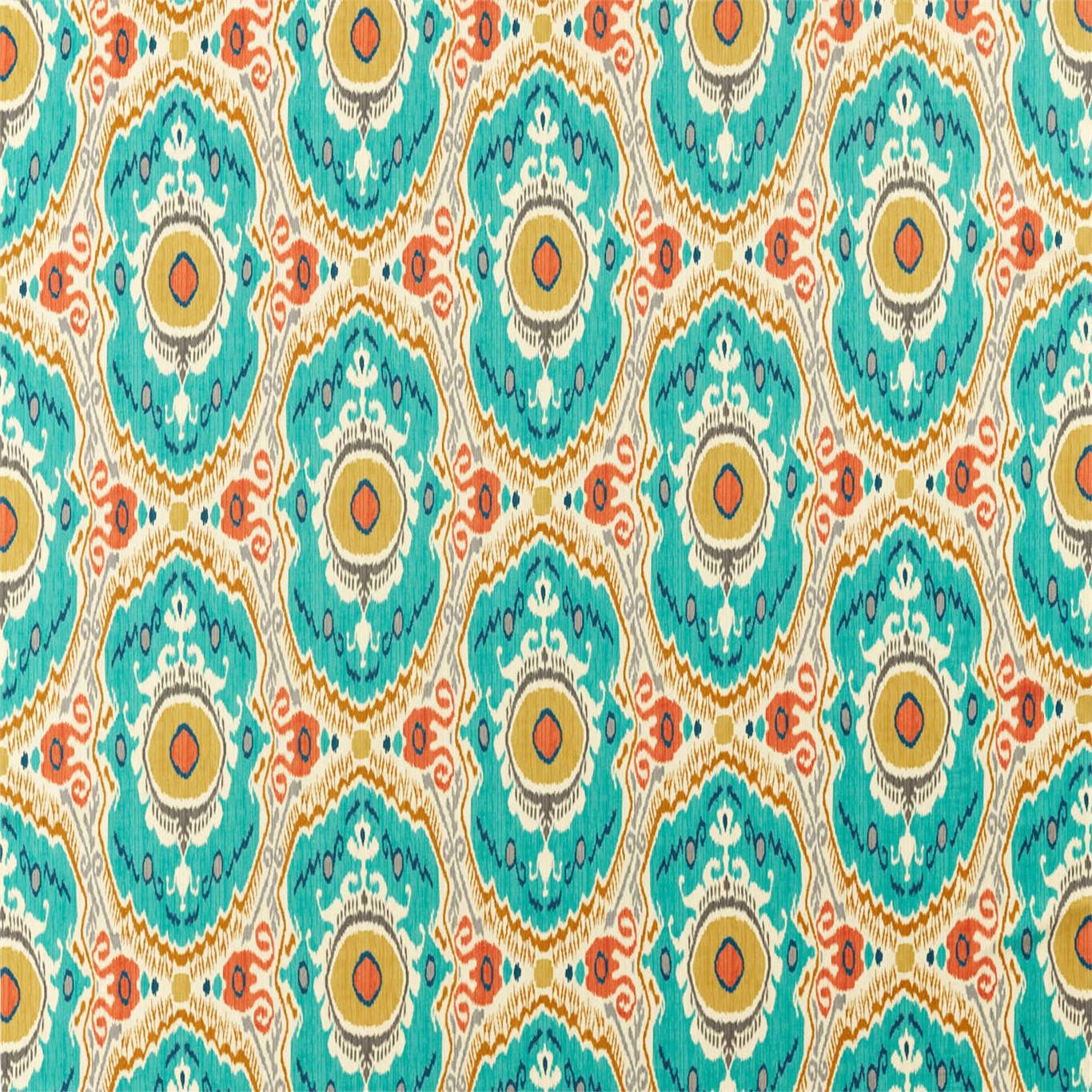 Niyali Teal/Saffron Fabric by SAN