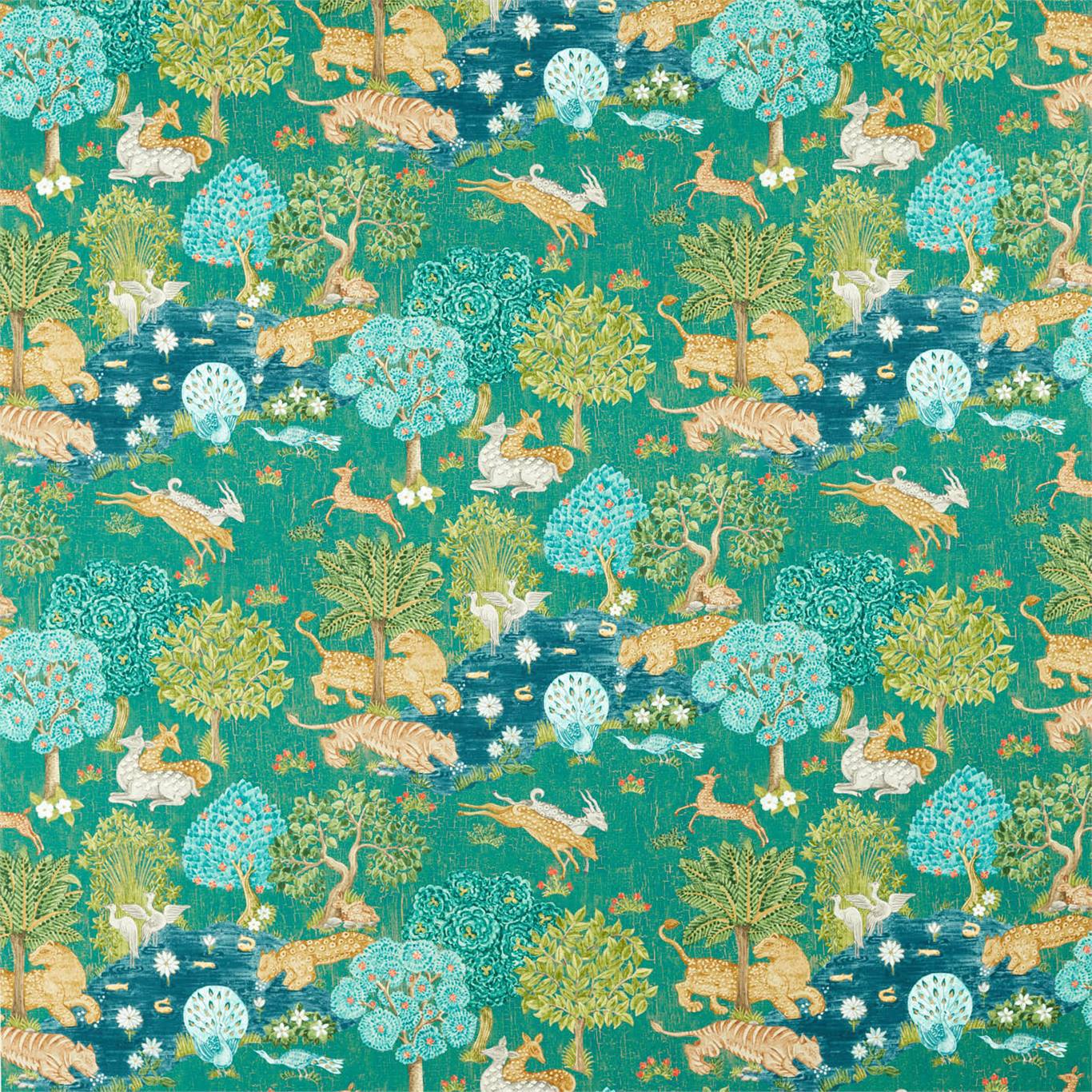 Pamir Garden Teal Fabric by SAN