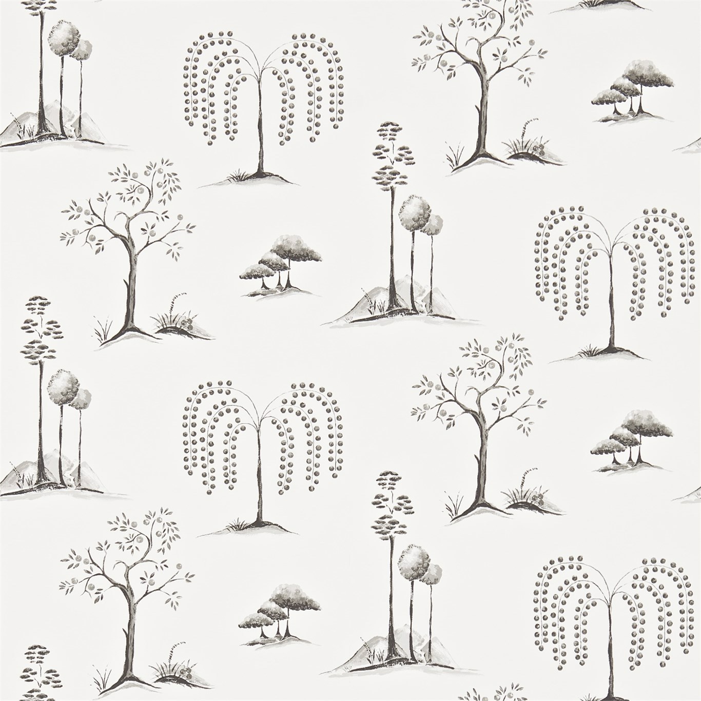 Willow Tree Charcoal/Ivory Wallpaper by SAN