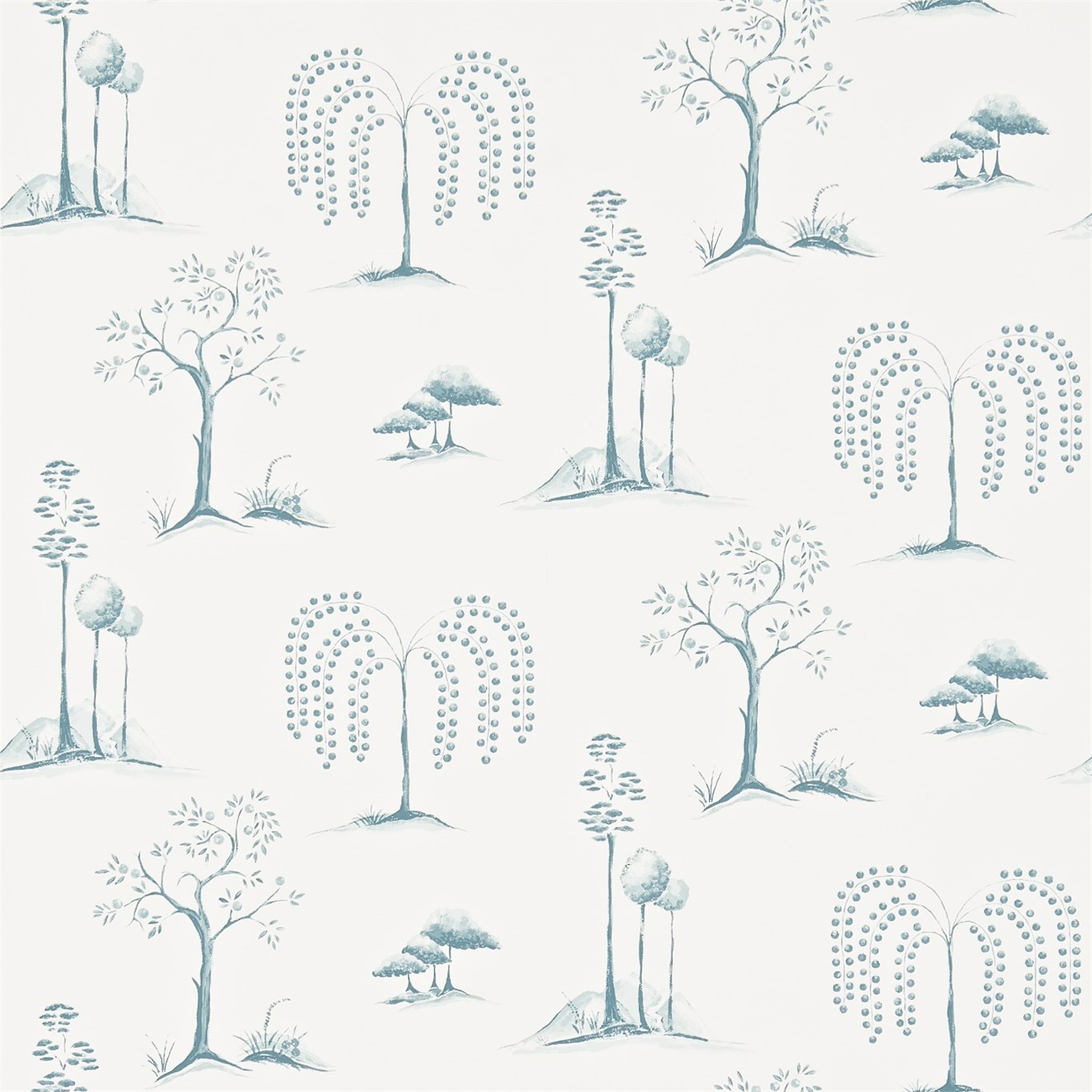Willow Tree Aqua/Ivory Wallpaper by SAN