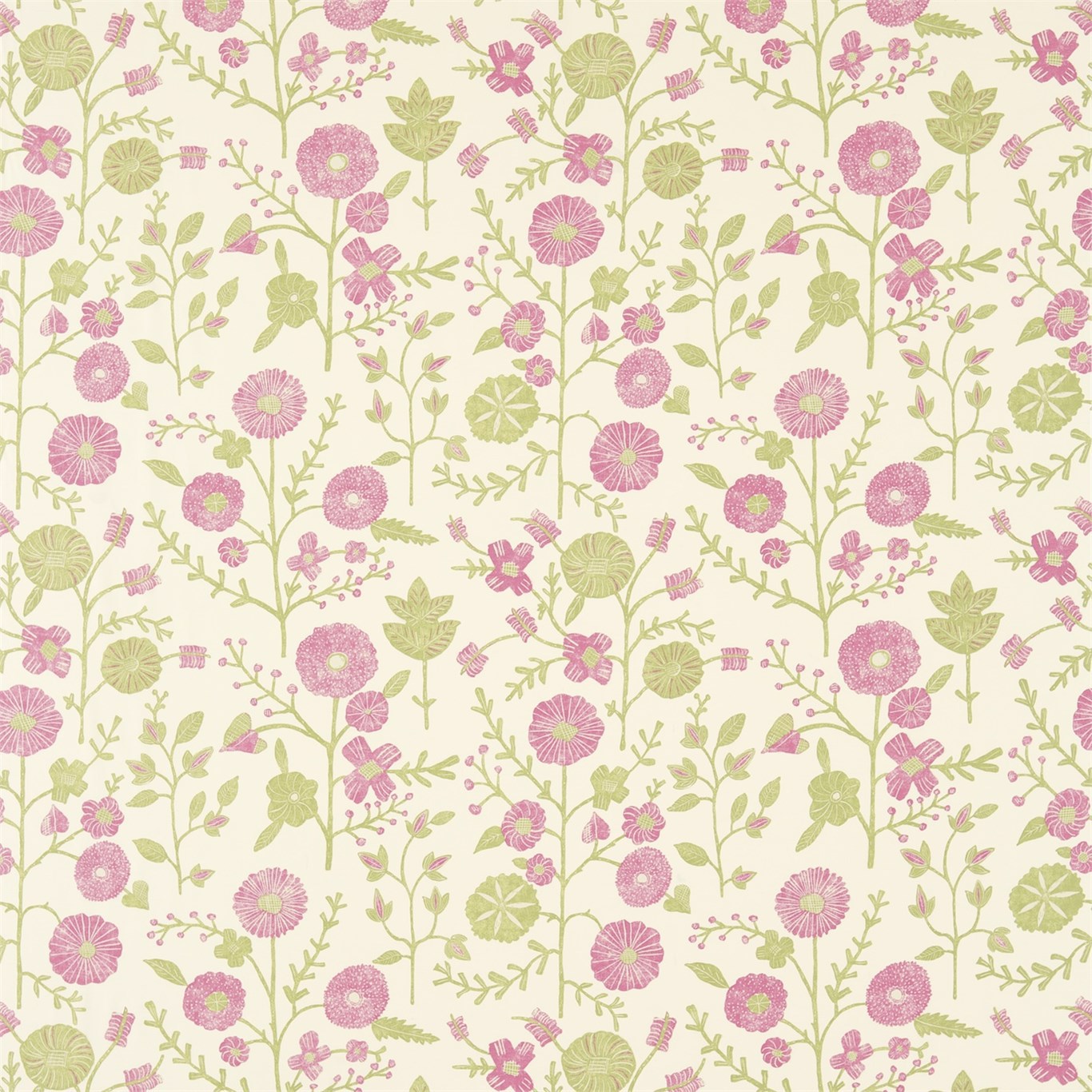 Batik Garden Magenta/Olive Fabric by SAN
