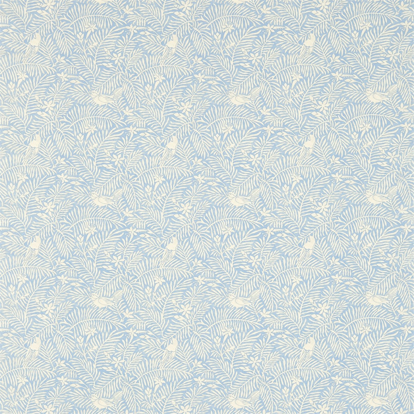 Calico Birds Mineral Blue Fabric by SAN