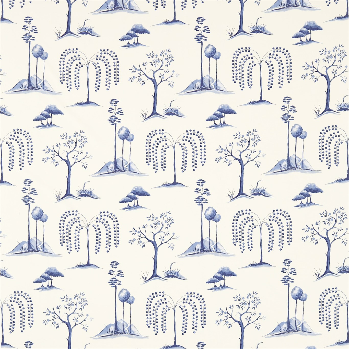 Willow Tree Blue/Ivory Fabric by SAN