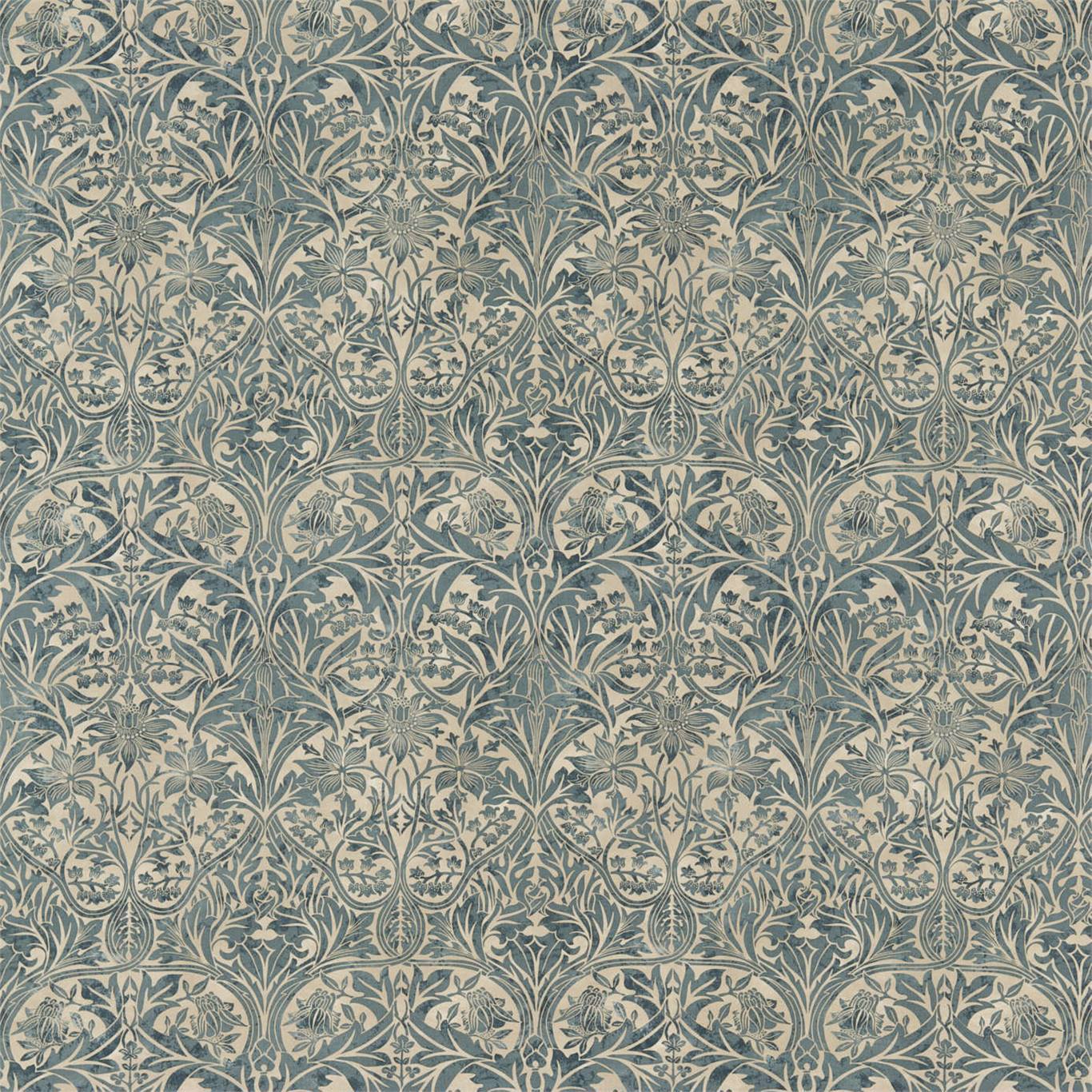 Bluebell Seagreen/Vellum Fabric by MOR