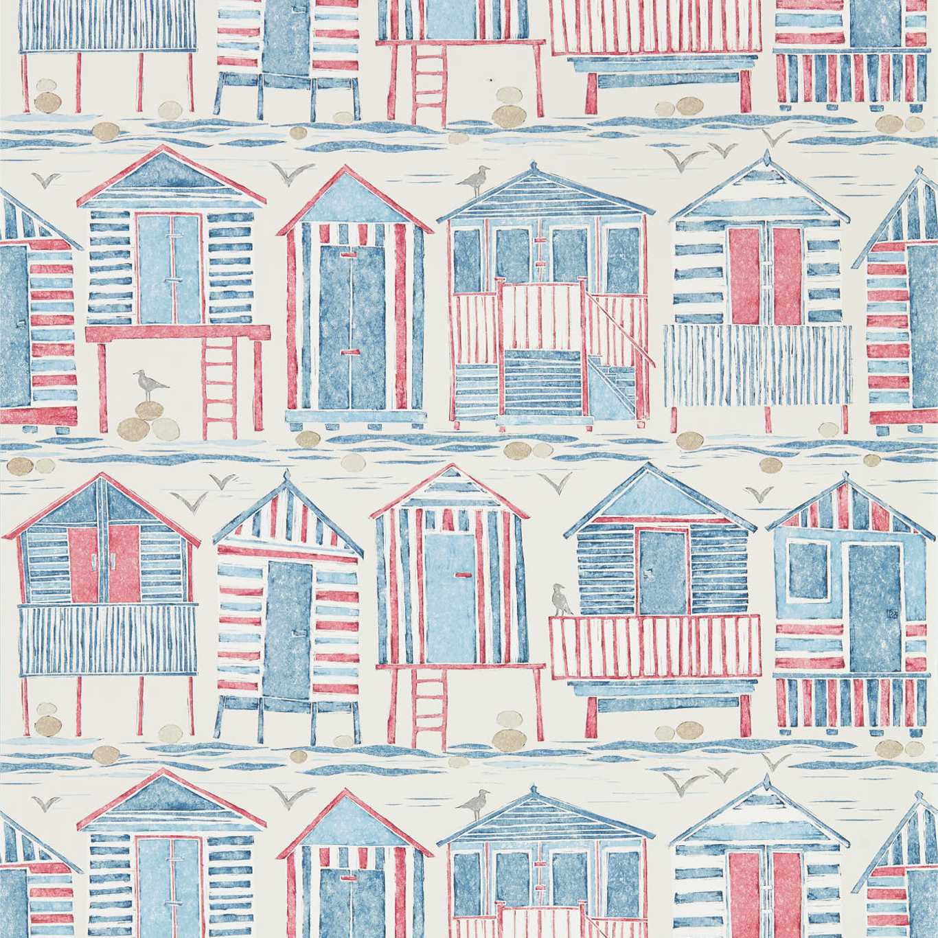 Beach Huts Nautical Wallpaper | Sanderson by Sanderson Design