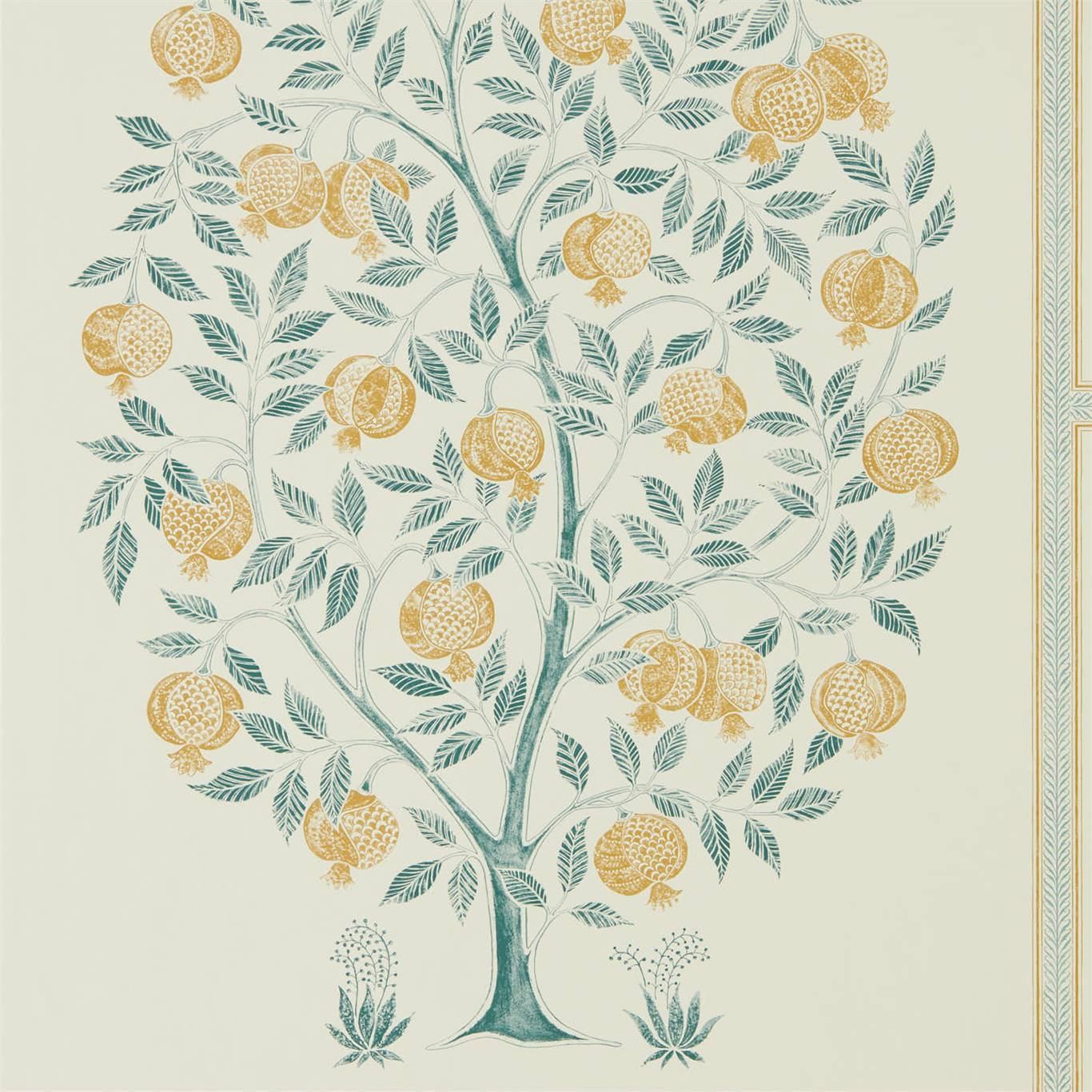 Anaar Tree English Grey/Woad Wallpaper by SAN