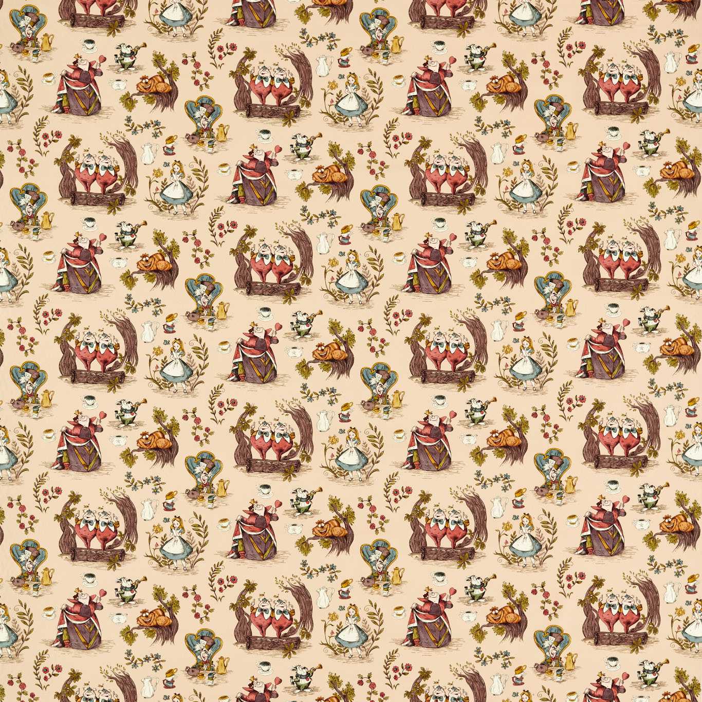 Alice In Wonderland Caramel Fabric by SAN