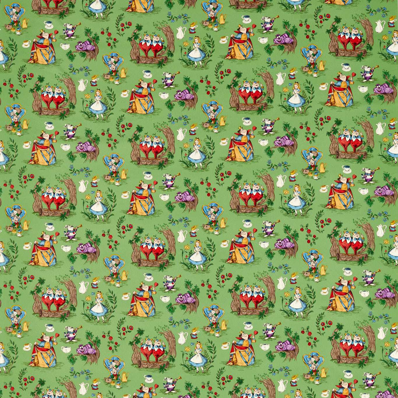 Alice In Wonderland Gumball Green Fabric by SAN