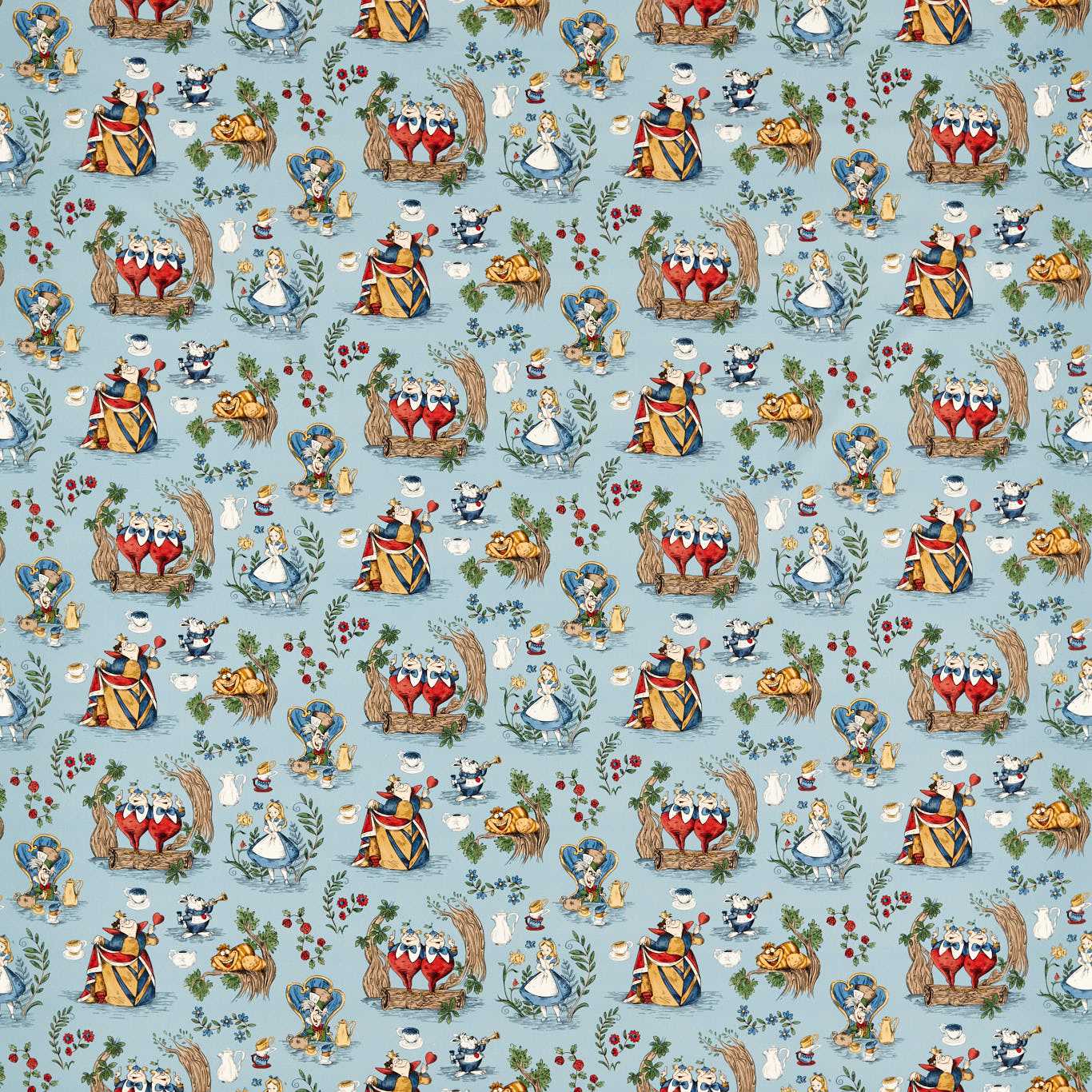 Alice In Wonderland Puddle Blue Fabric by SAN
