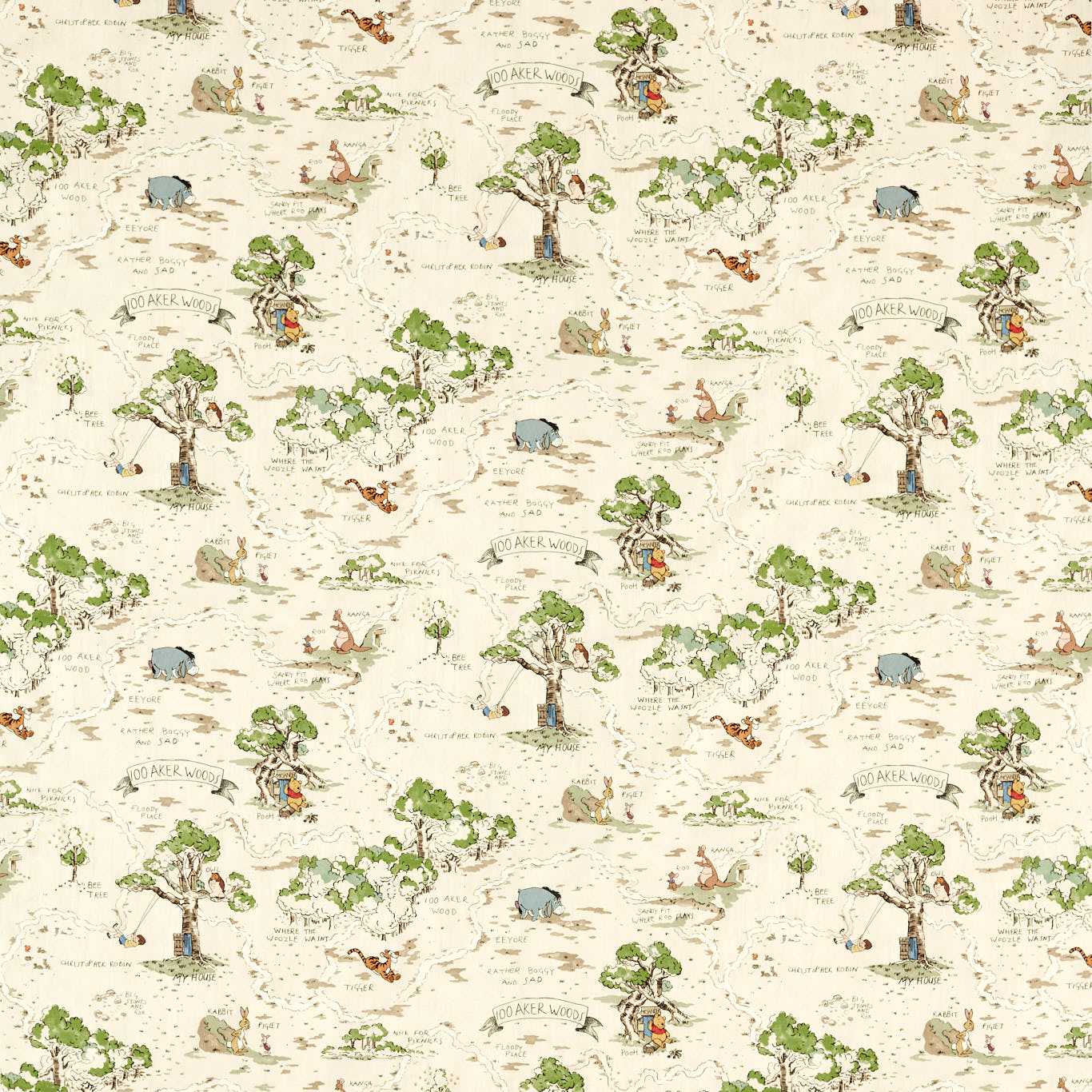 Hundred Acre Wood Cashew Fabric by SAN