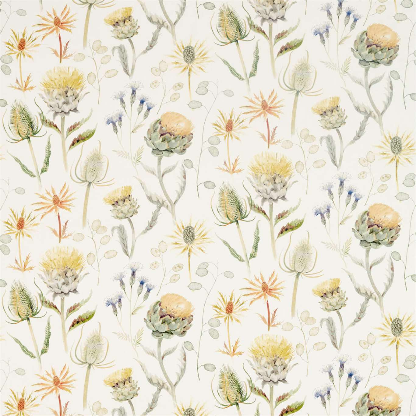 Thistle Garden Ochre/Olive Fabric by SAN