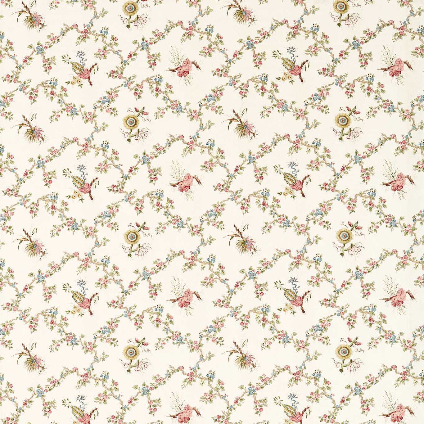 Trelliage Raspberry/Stone Fabric by SAN