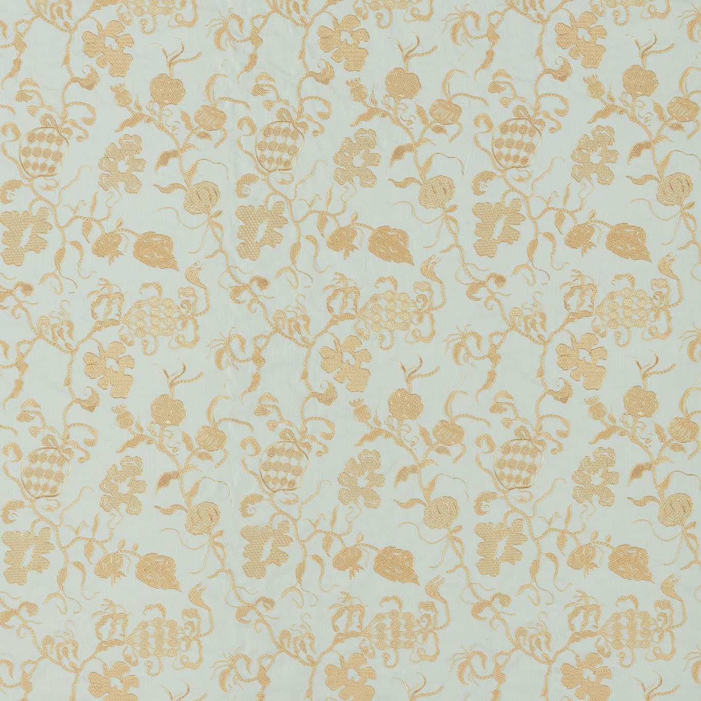 Mydsommer Pickings Smog Blue/Lame Gold Fabric by SAN