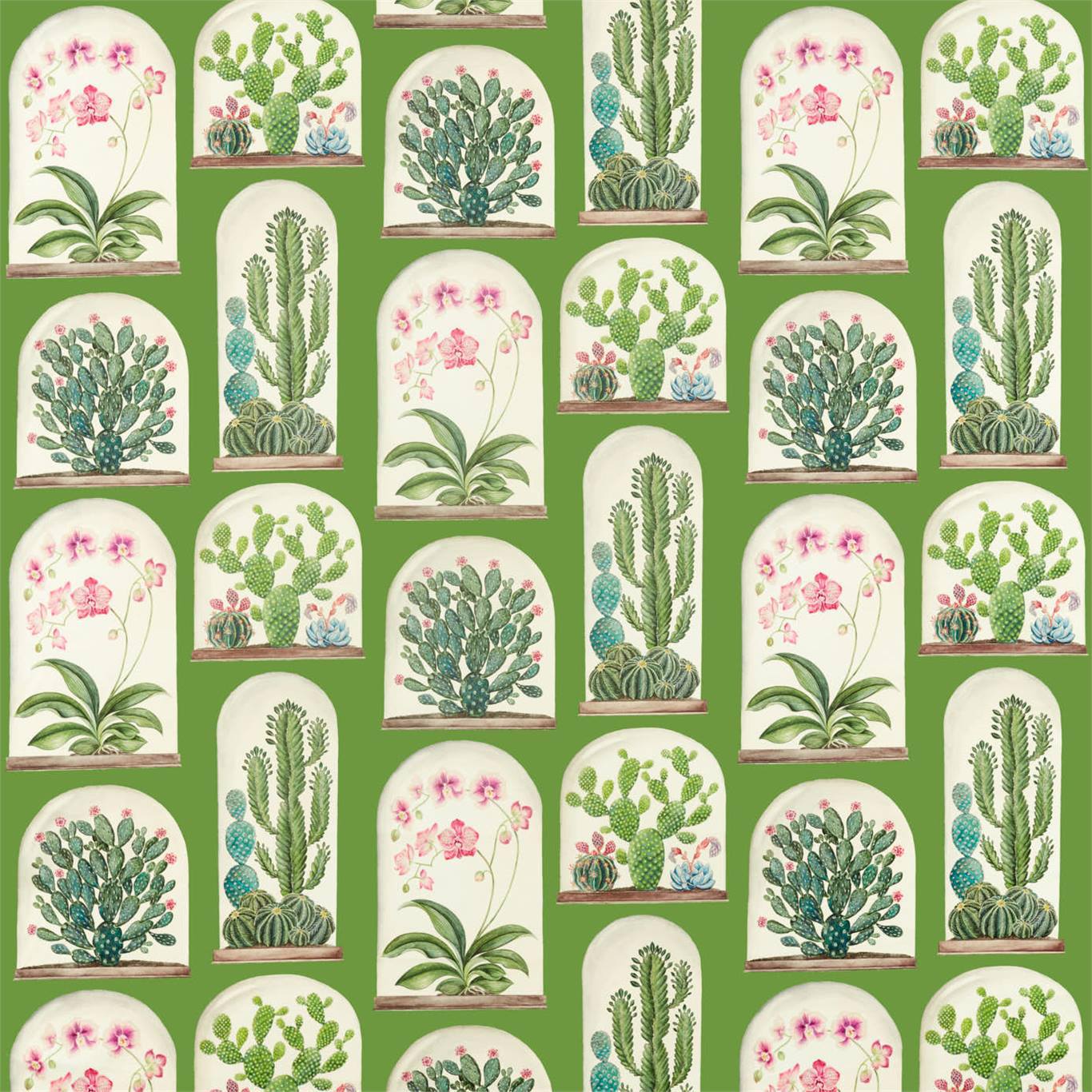 Terrariums Botanical Green Fabric by SAN