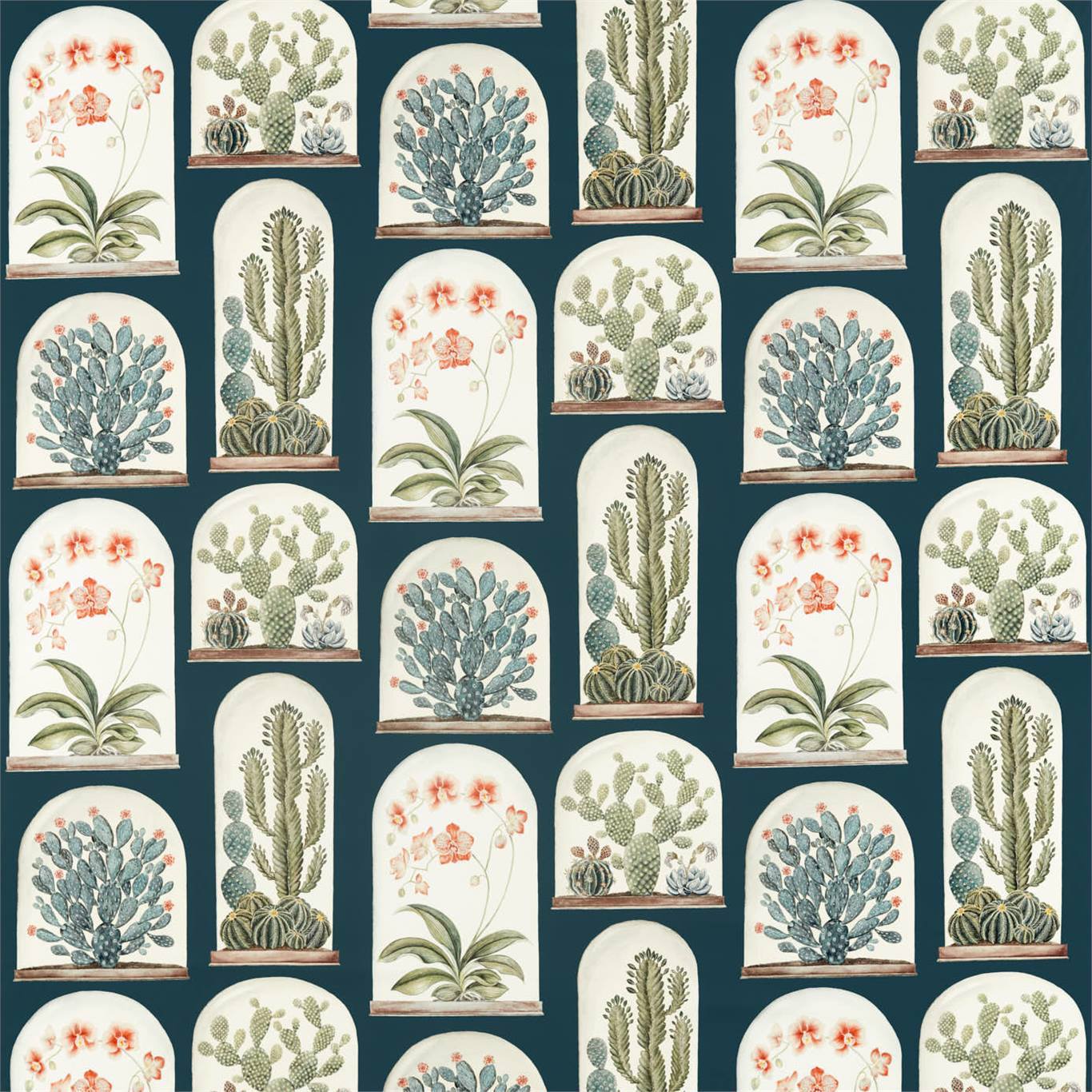 Terrariums Ink/Papaya Fabric by SAN
