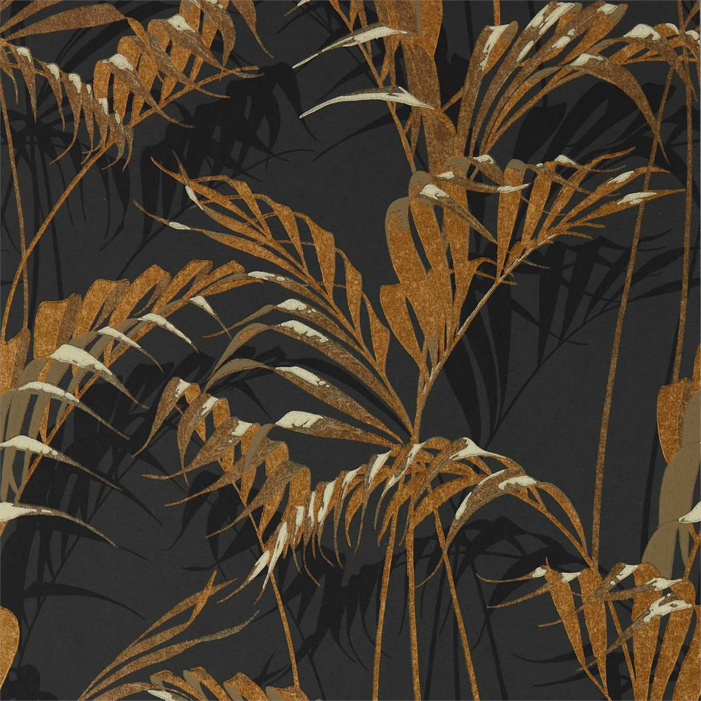 Palm House Charcoal/Gold Wallpaper by SAN