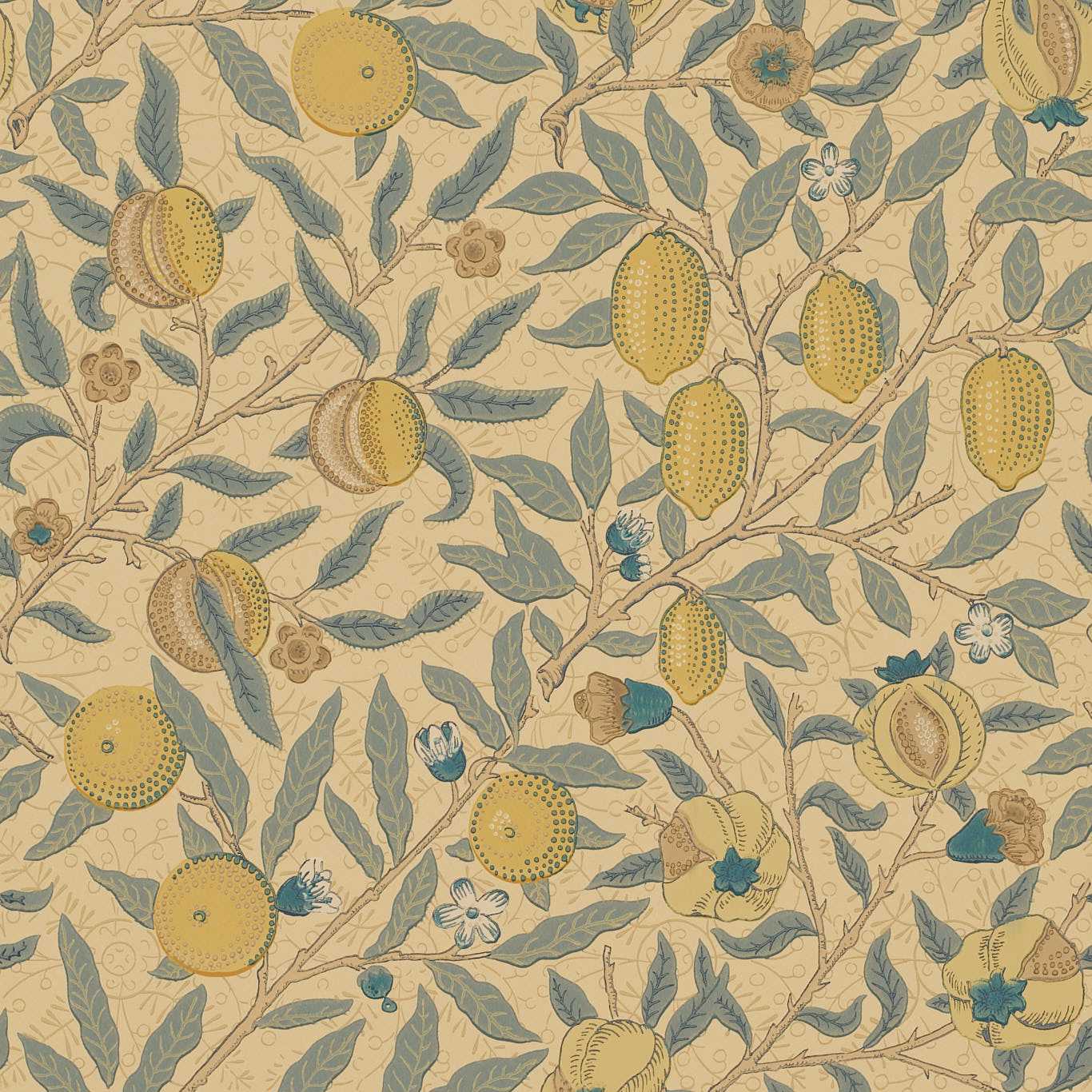 Fruit Blue/Gold/Brown Wallpaper by MOR