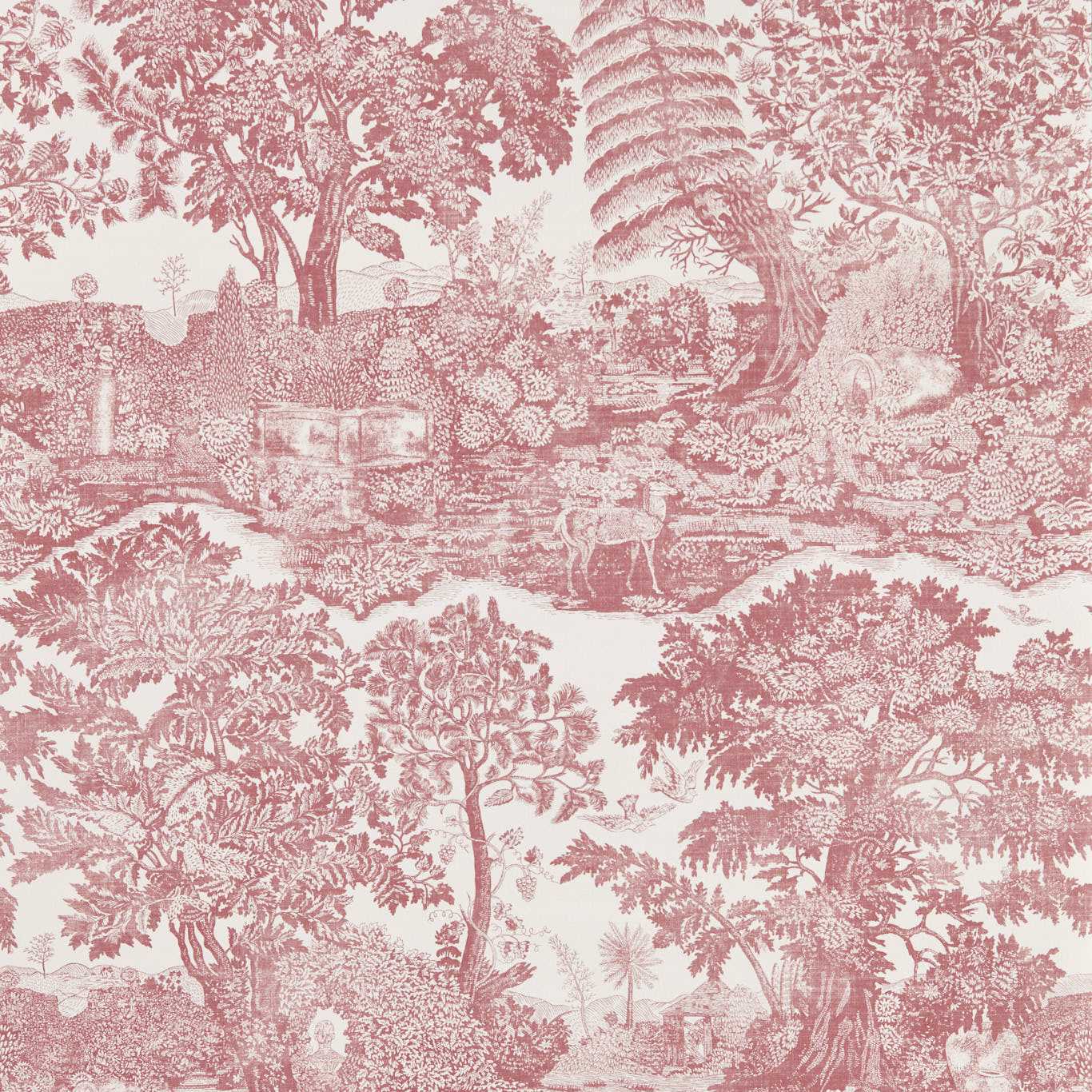 Highgrove Toile Madder Rose Wallpaper by SAN
