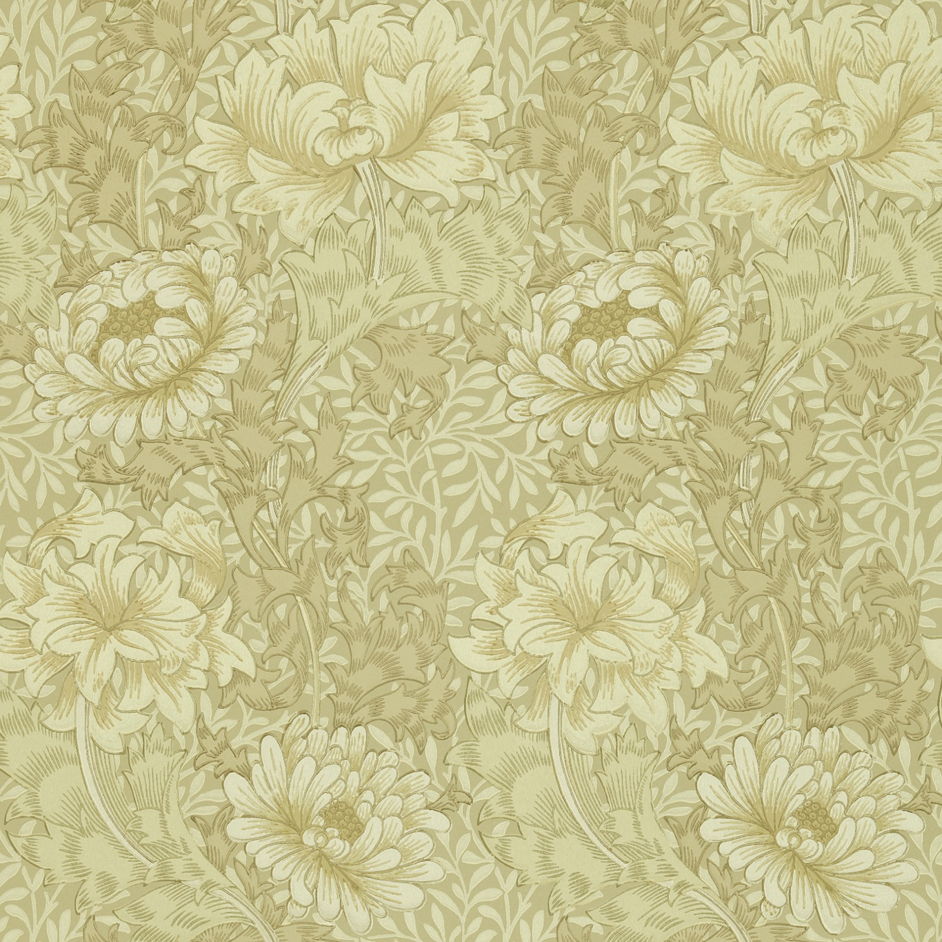 Chrysanthemum Ivory/Canvas Wallpaper by MOR
