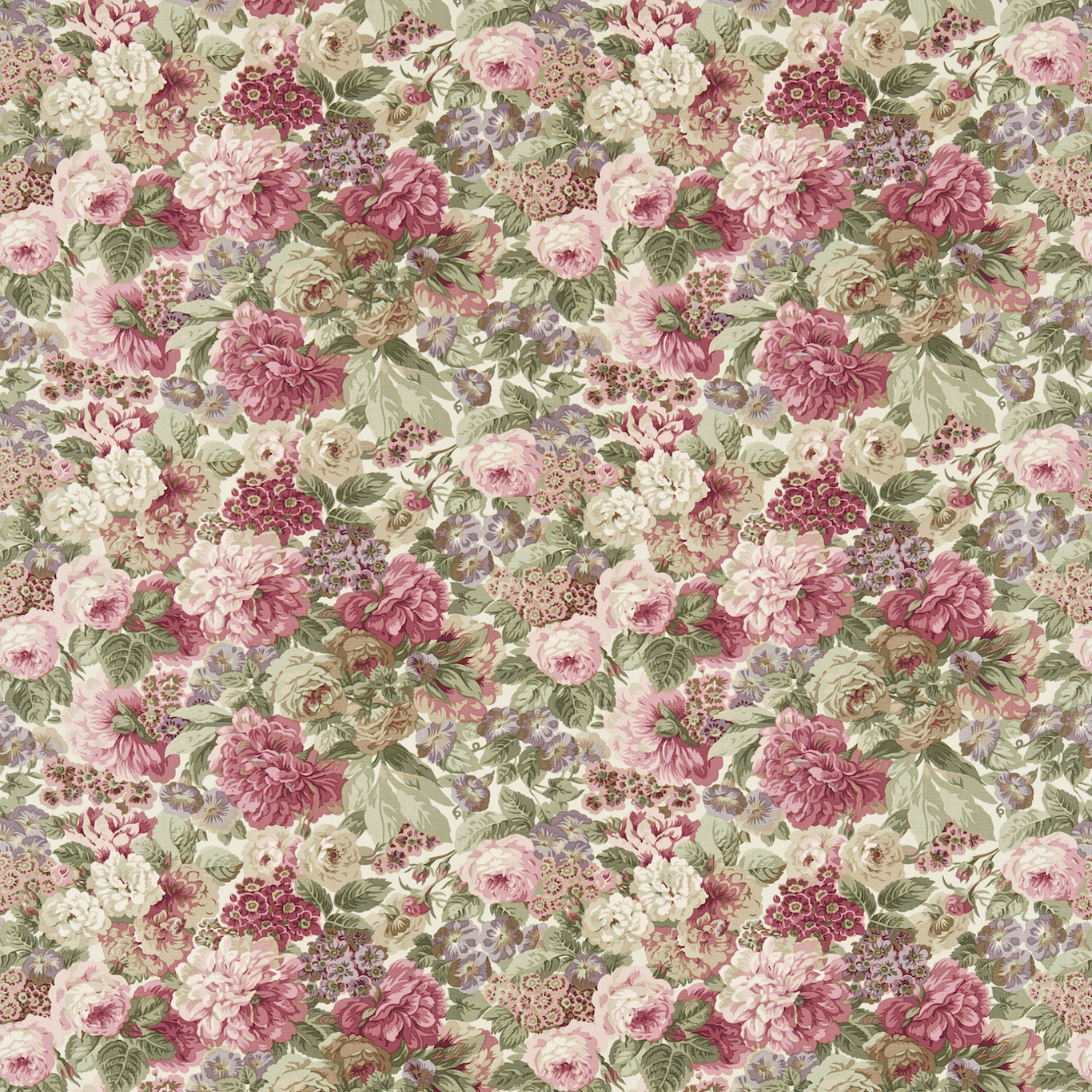 Rose And Peony Pink Fabric by SAN