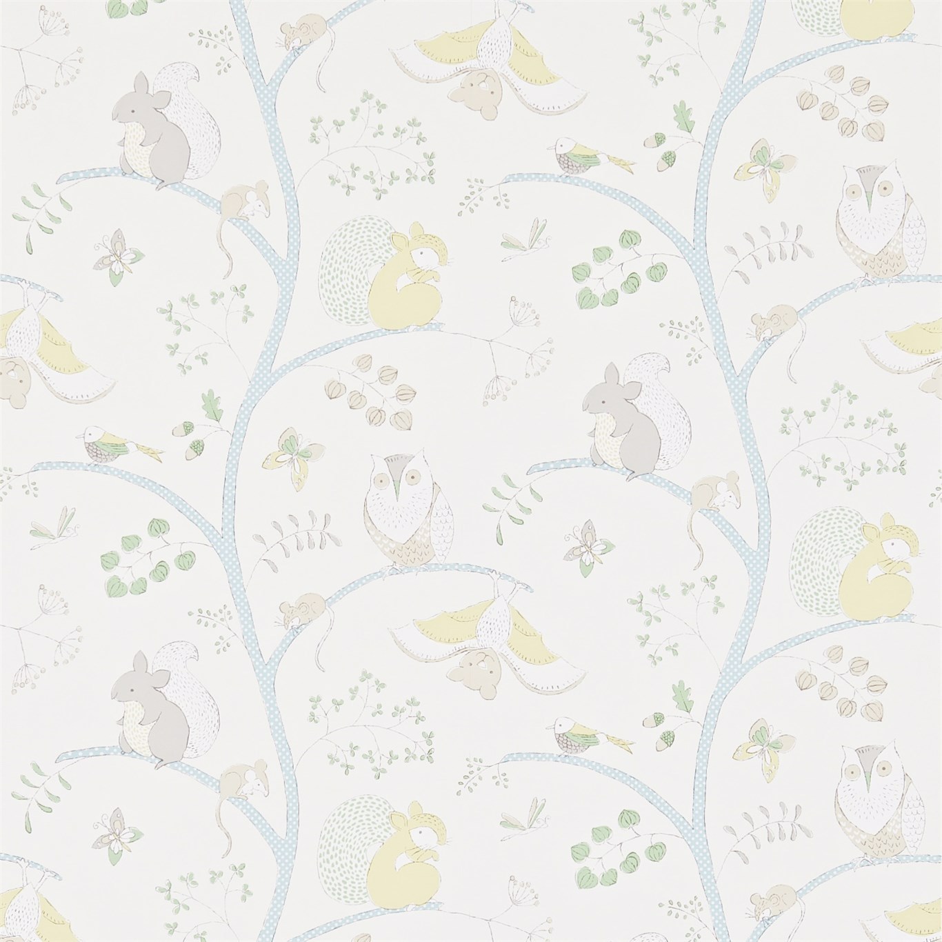 Going Batty Sky Blue/Buttercup Wallpaper by SAN
