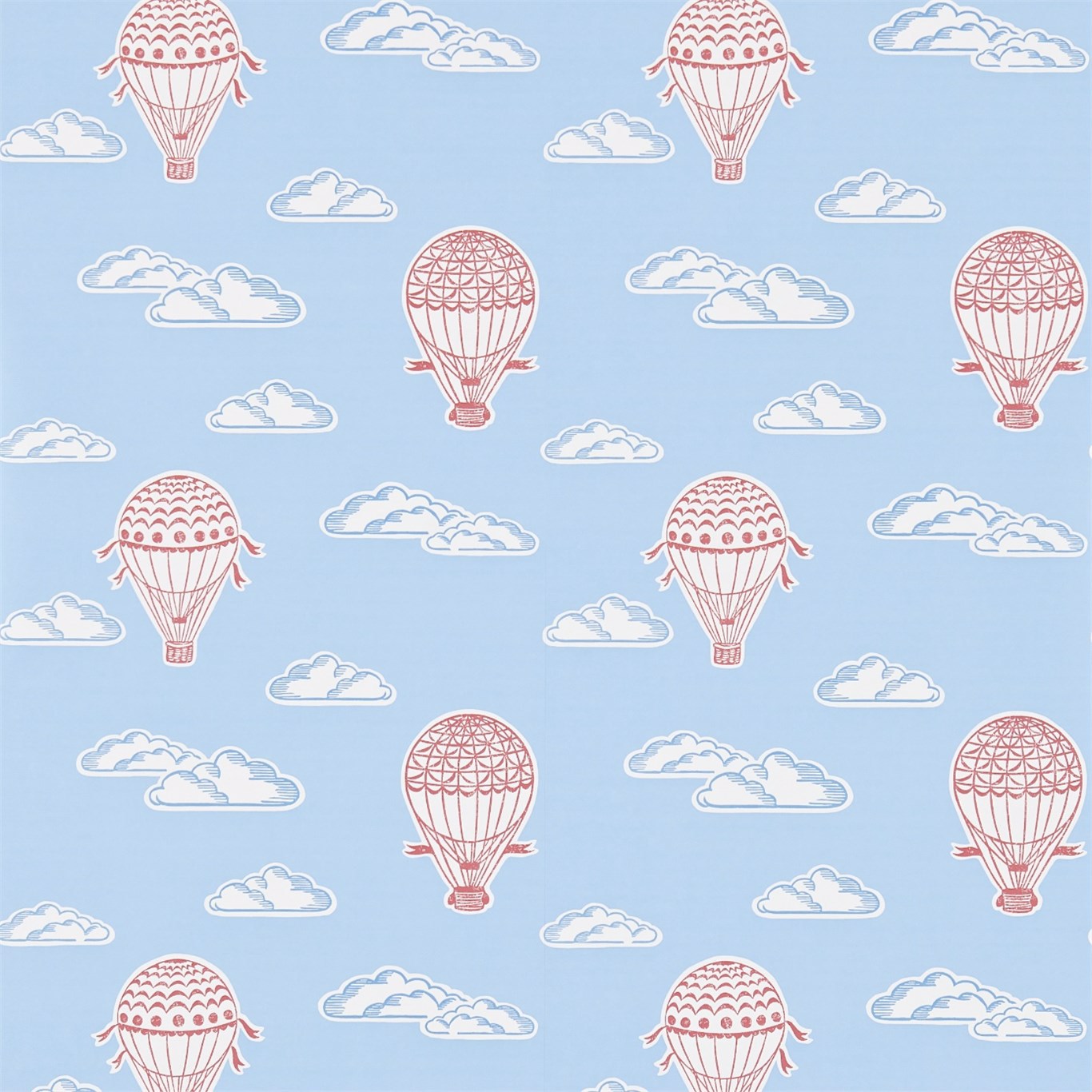 Balloons Sky Blue & Red Wallpaper by SAN