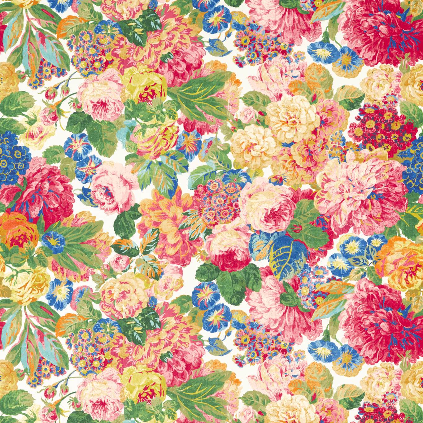 Rose & Peony Cerise Fabric | Sanderson by Sanderson Design