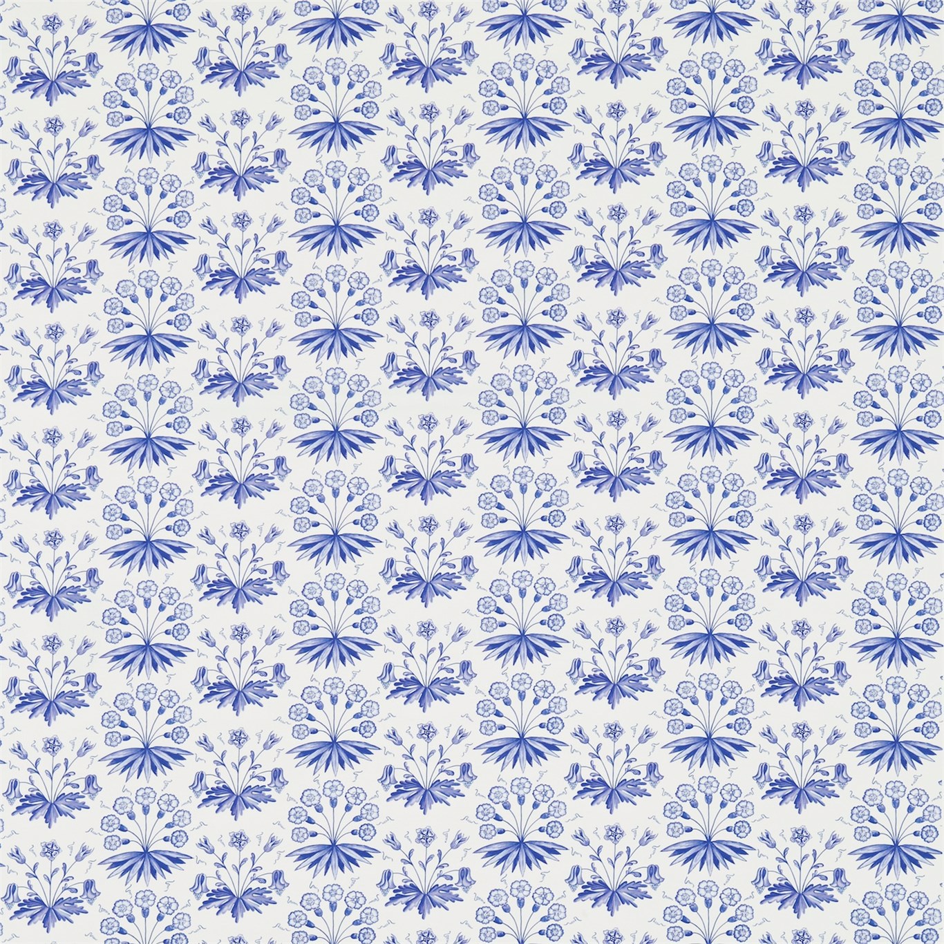Primrose & Columbine Delft Blue Fabric by MOR