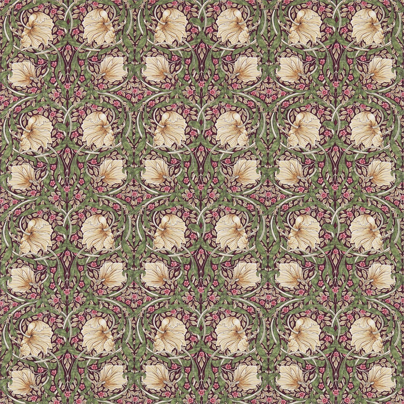 Pimpernel Aubergine/Olive Fabric by MOR