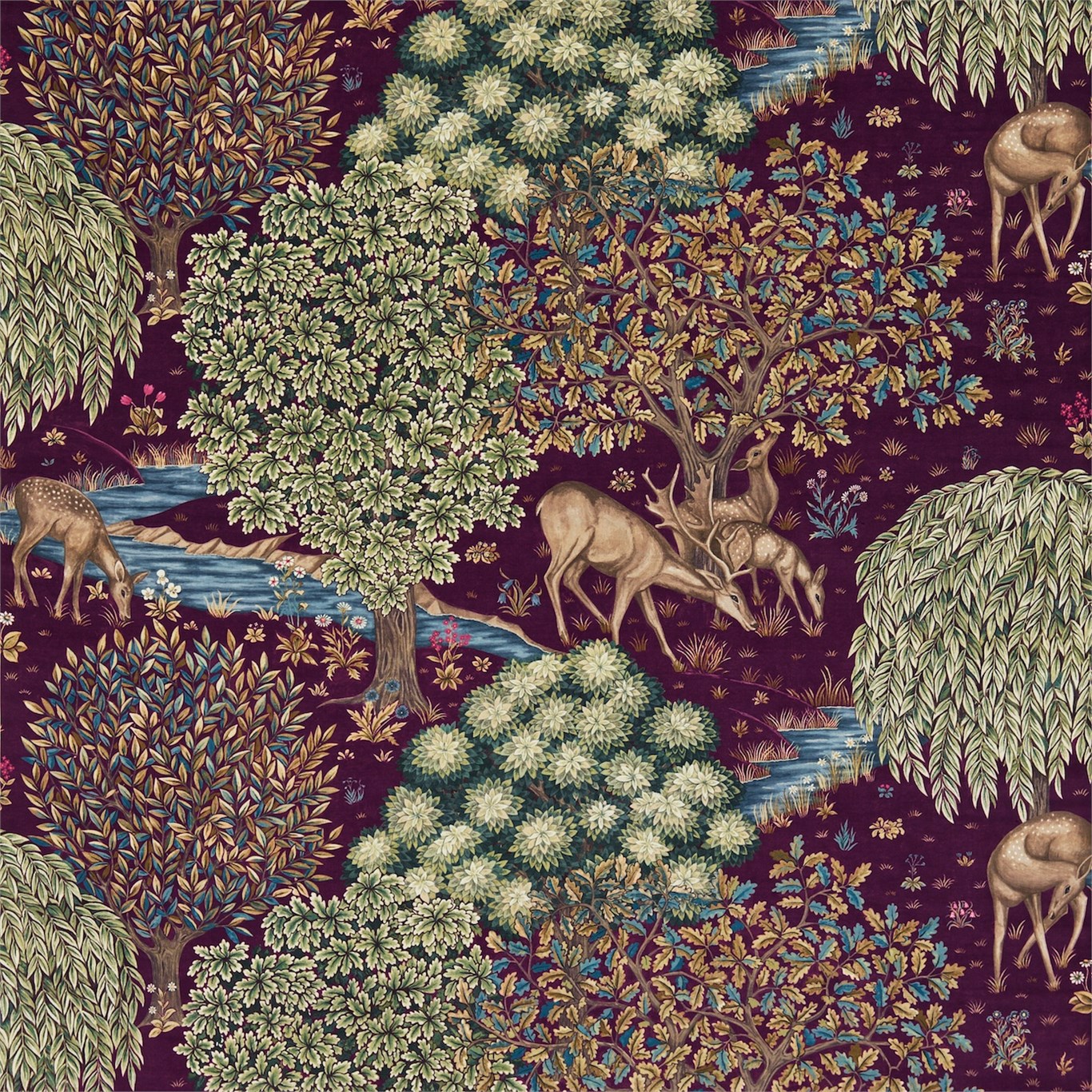 The Brook Velvet Tapestry Red Fabric by MOR