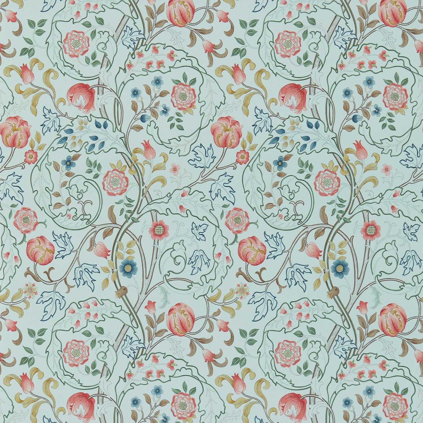 Mary Isobel Silk Blue/Pink Wallpaper by MOR