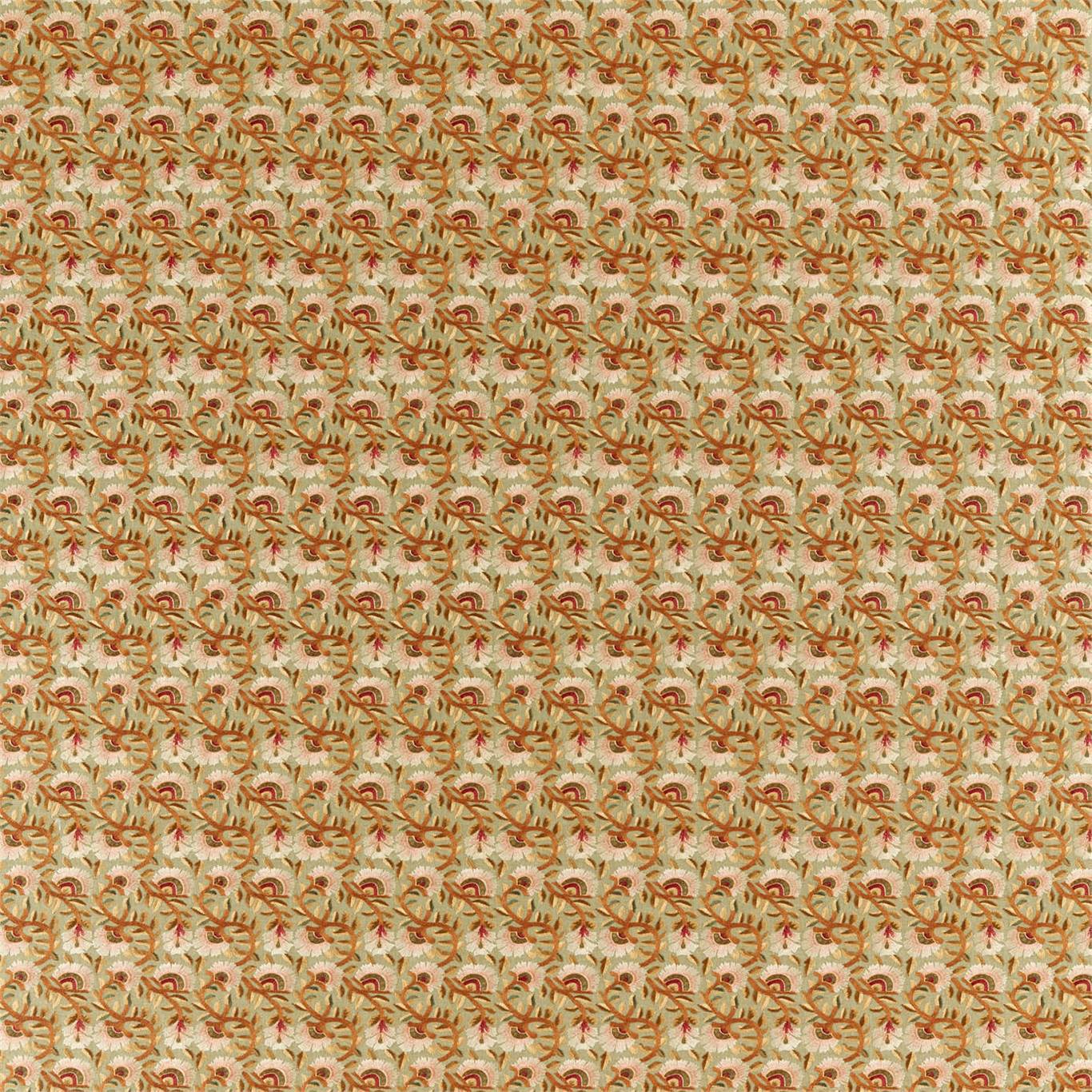 Wardle Embroidery Olive / Brick Fabric by MOR