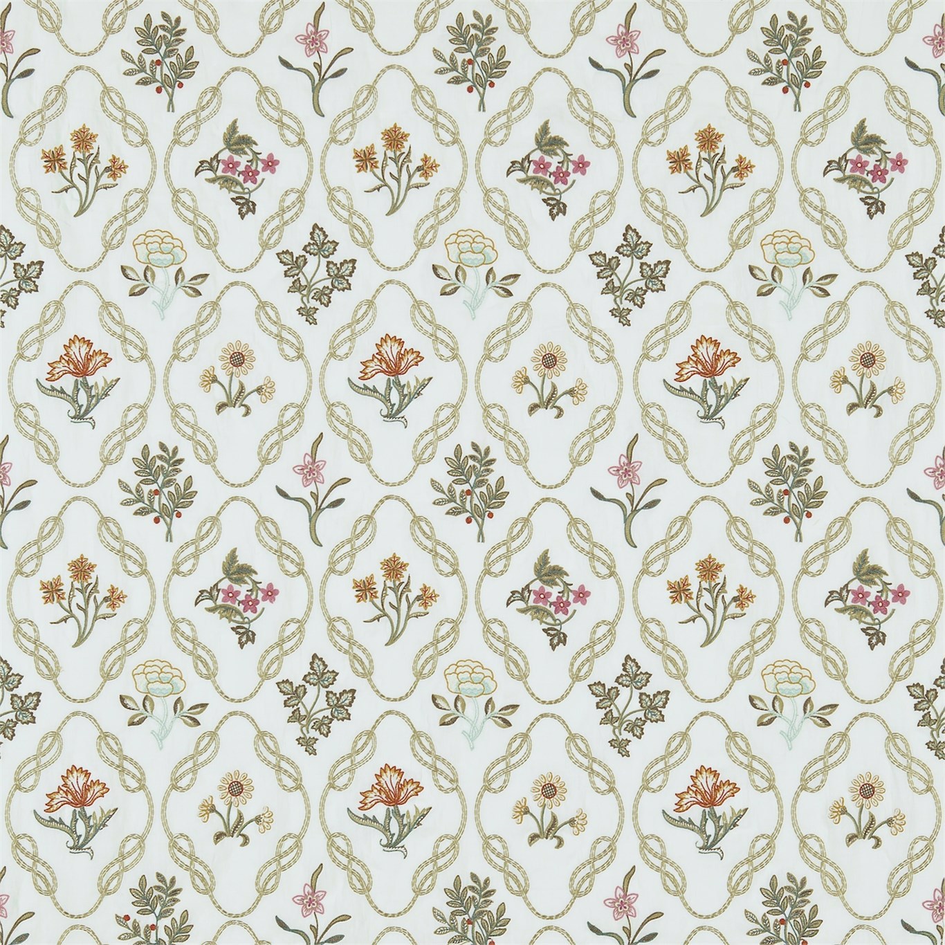 Kelmscott Trellis Ivory/Amber Fabric by MOR