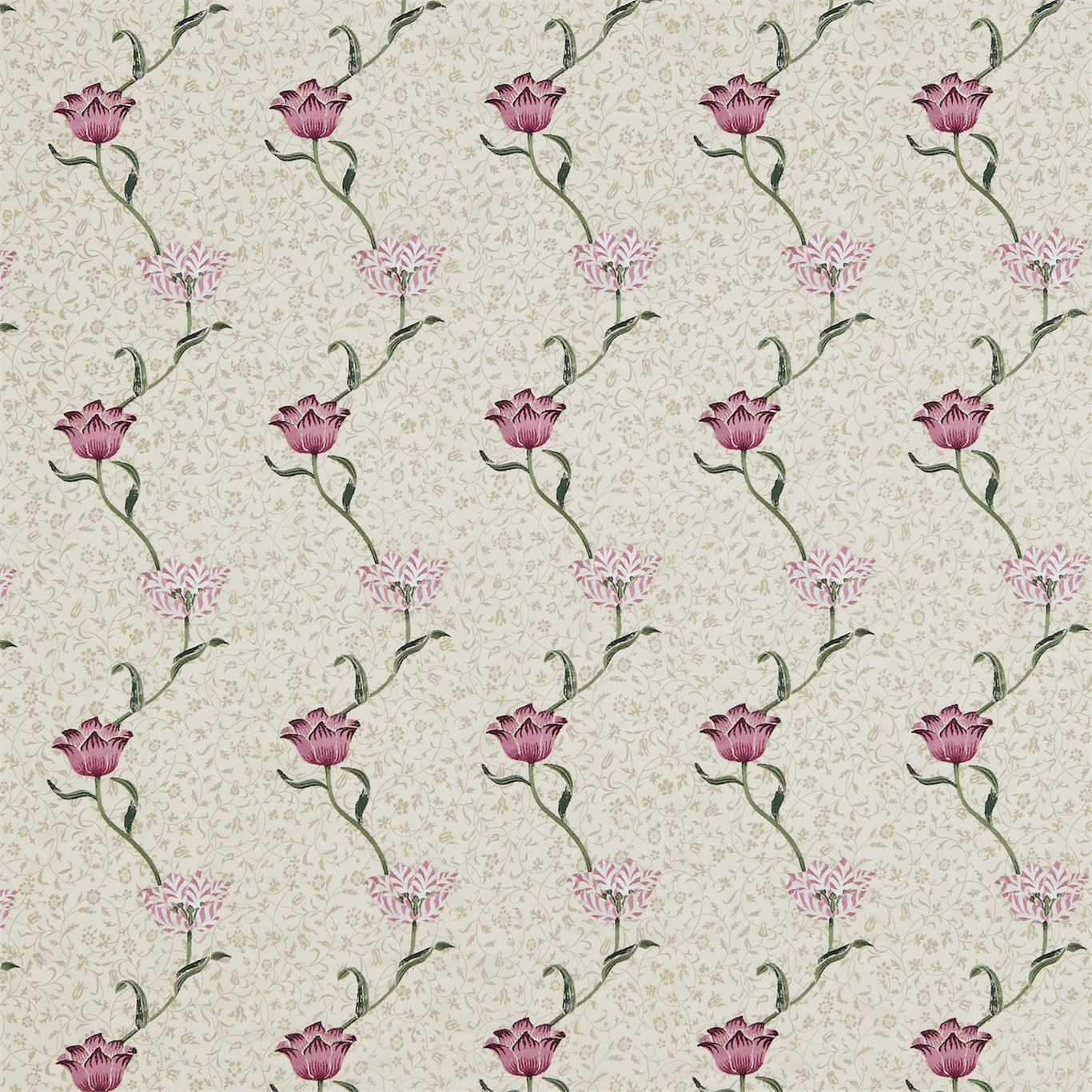 Garden Tulip Rose/Bayleaf Fabric by MOR