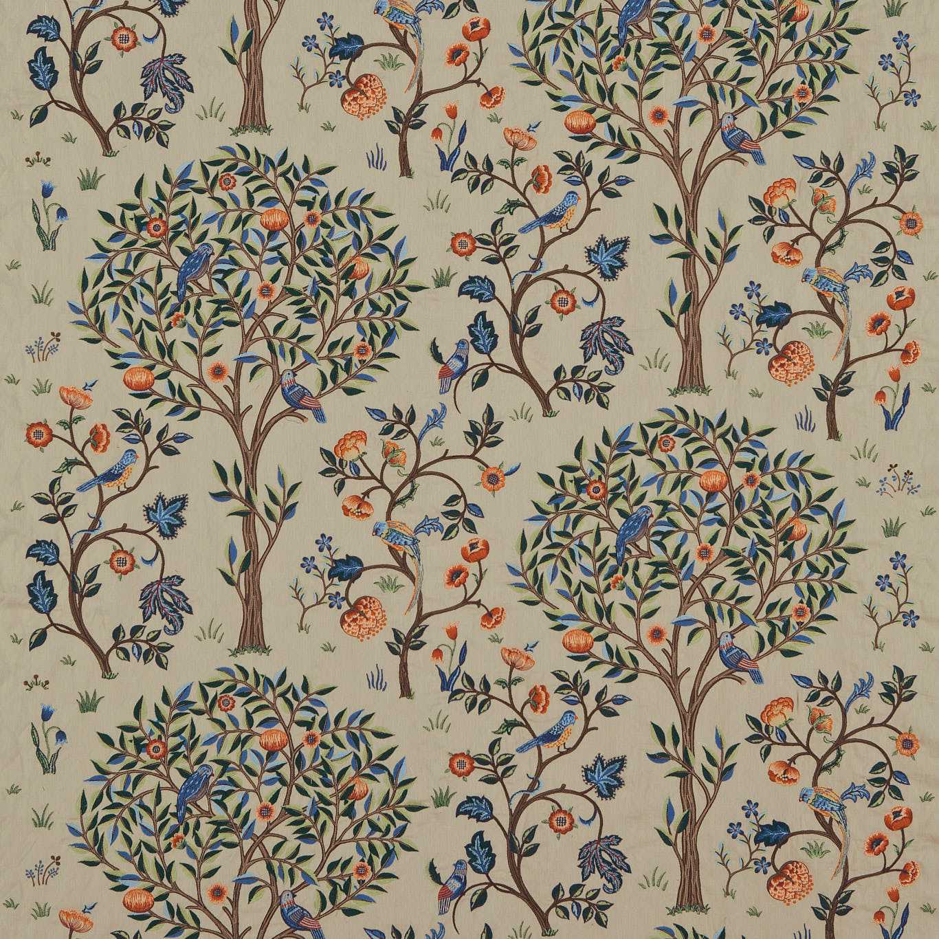 Kelmscott Tree Russet/Forest Fabric by MOR