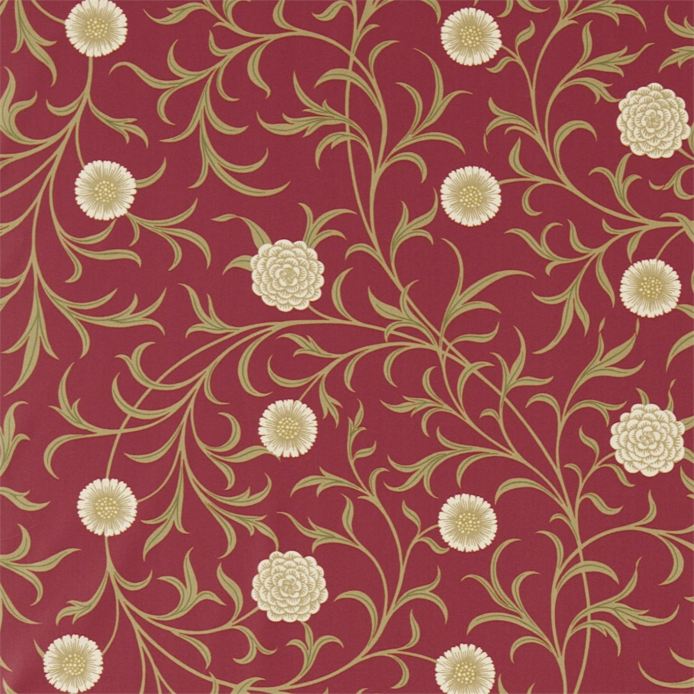Scroll Raspberry/Olive Fabric by MOR