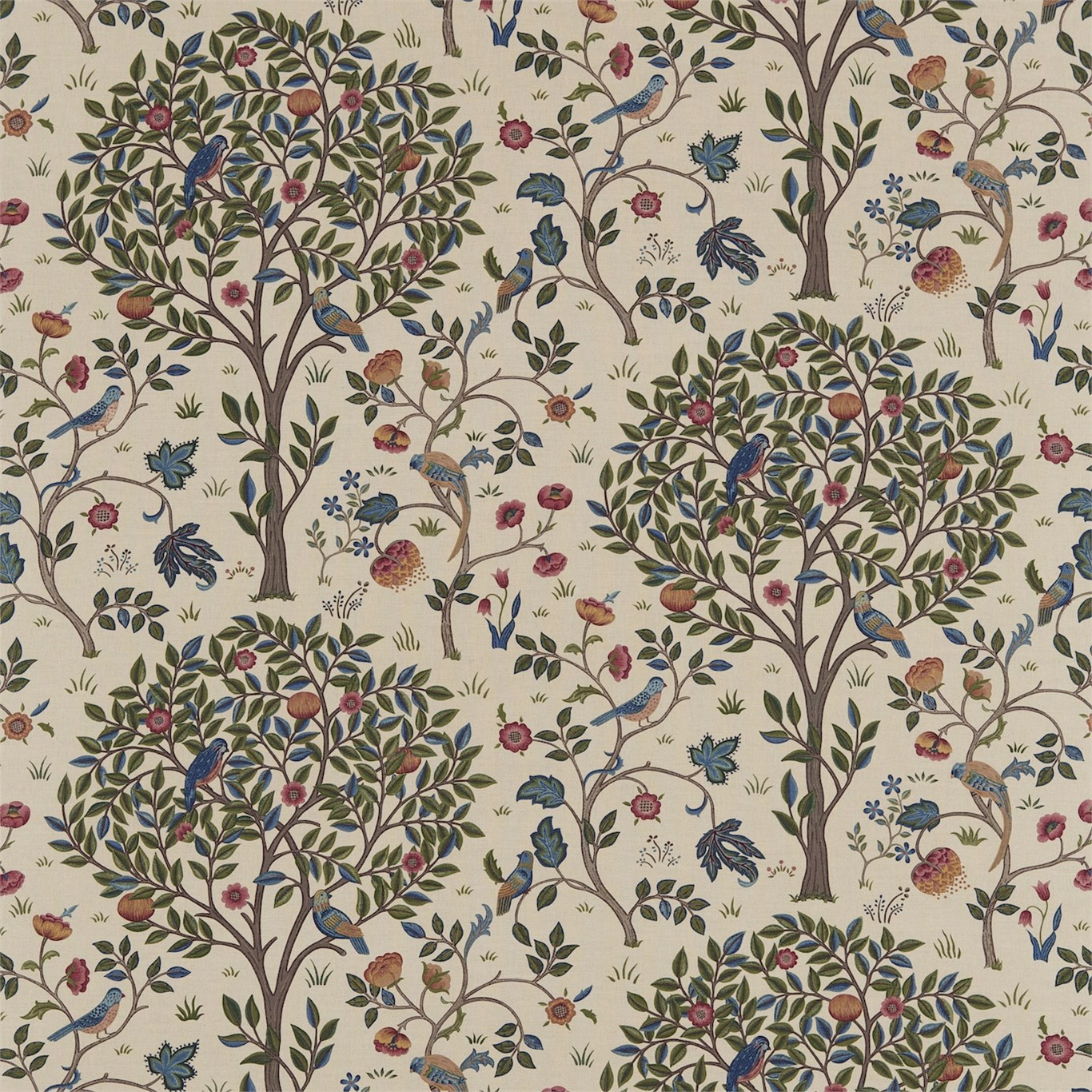 Kelmscott Tree Woad/Wine Fabric by MOR