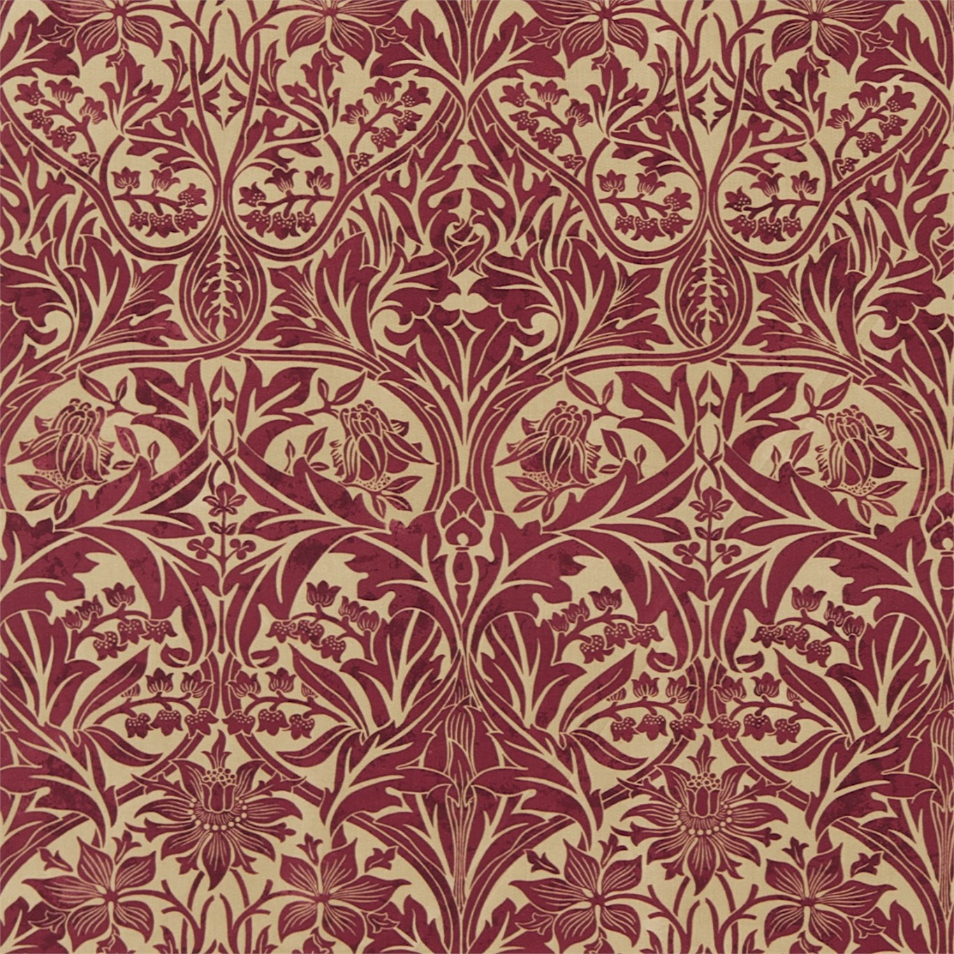 Bluebell Claret/Gold Fabric by MOR