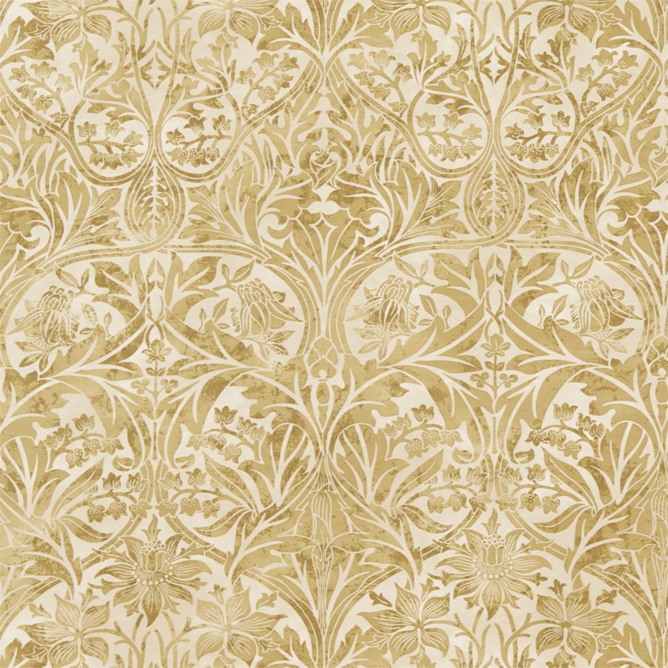 Bluebell Gold/Vellum Fabric by MOR