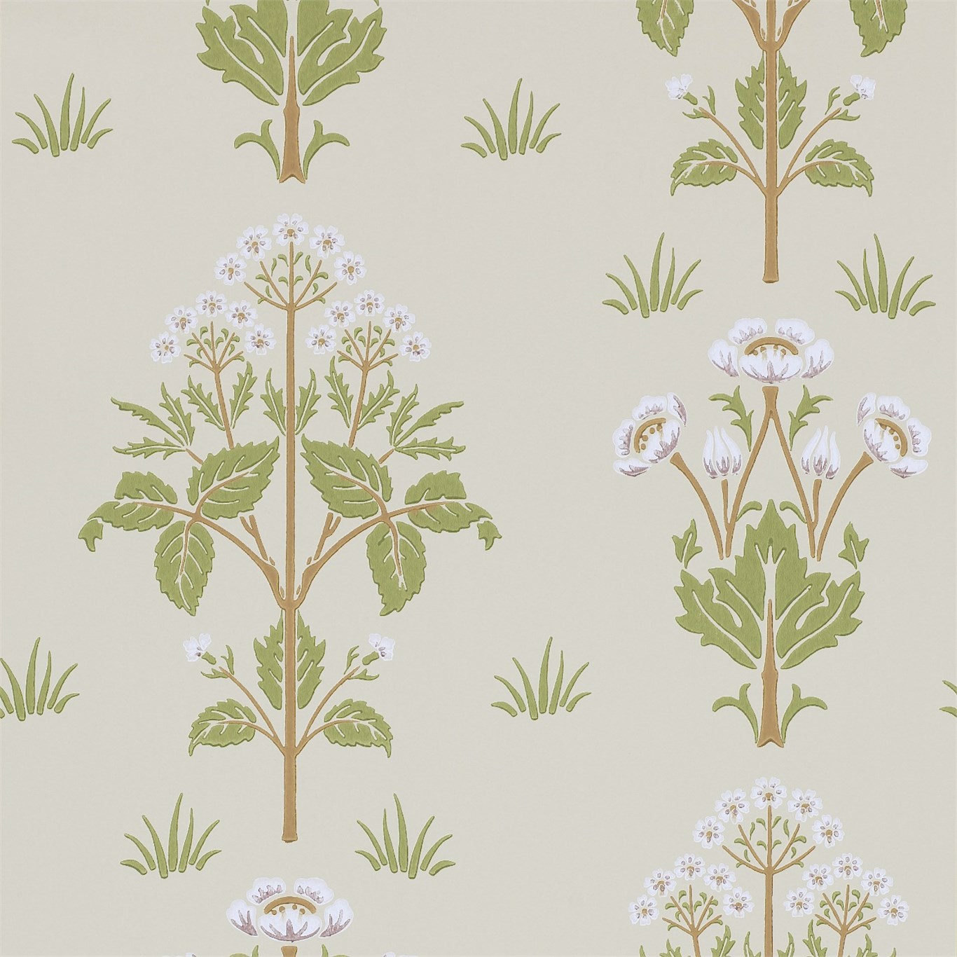 Meadow Sweet Vellum/Green Wallpaper by MOR