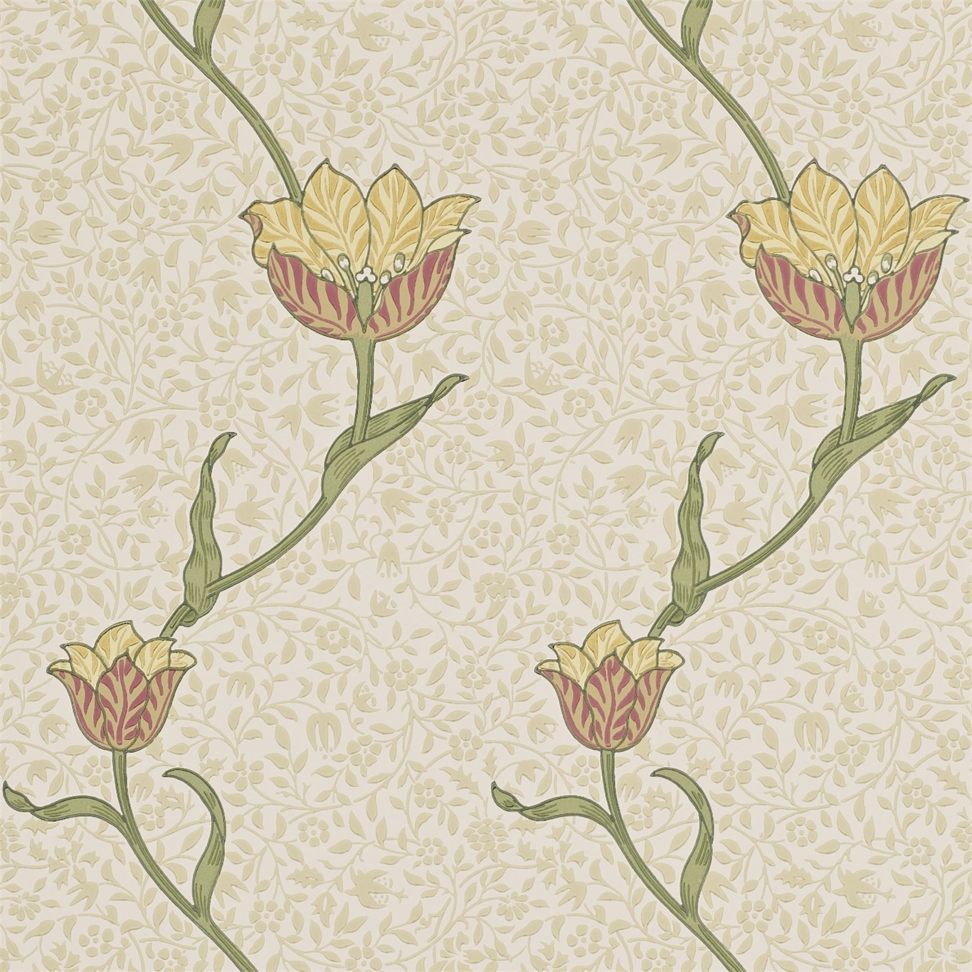 Garden Tulip Russet/Lichen Wallpaper by MOR